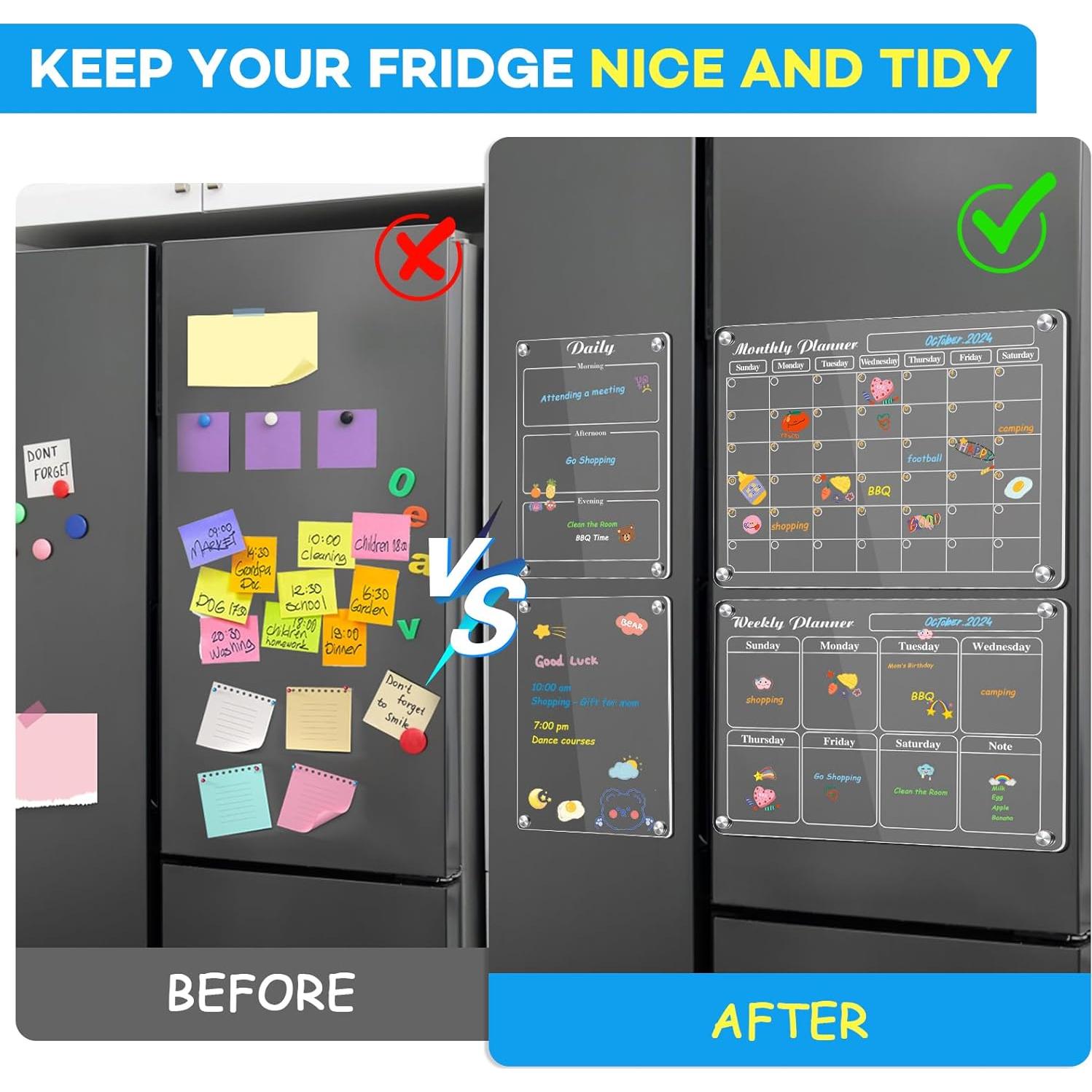 Calendario Magnético MIKEDE para Refrigerador 4 en 1 Acrílico