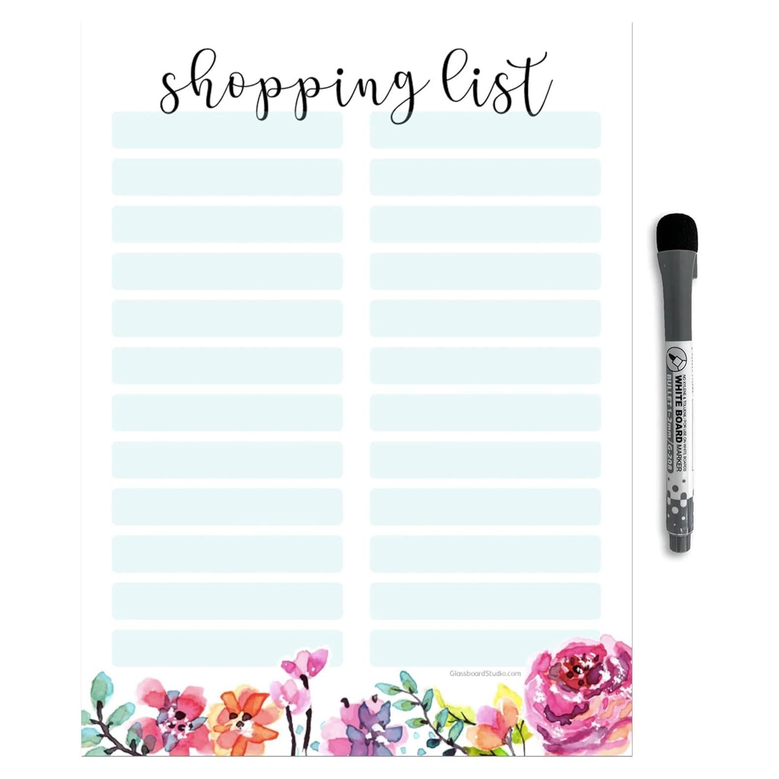 Lista de Compras Borrado en Seco Glassboard Studio Floral 22.86x30.48cm