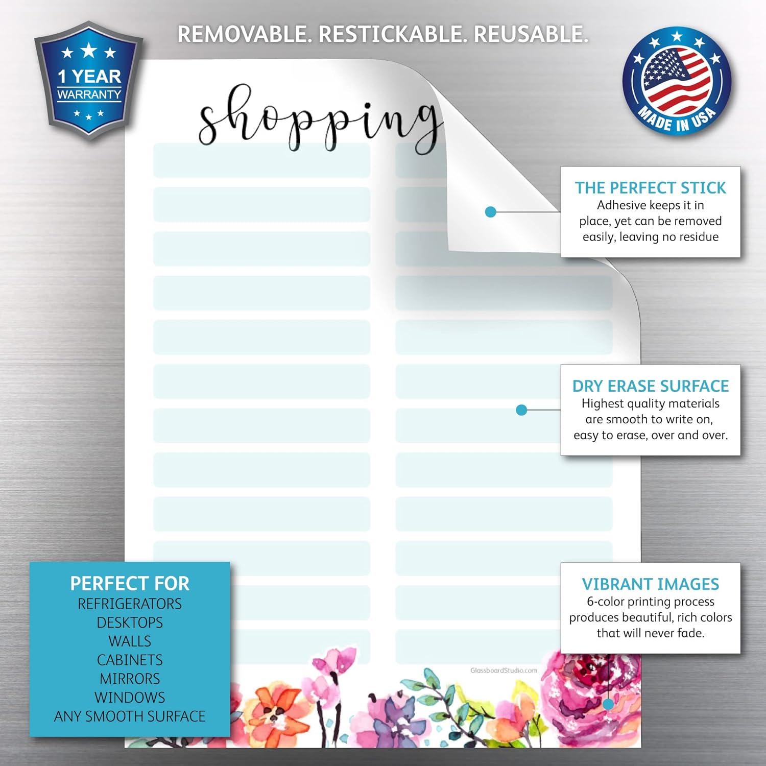 Lista de Compras Borrado en Seco Glassboard Studio Floral 22.86x30.48cm