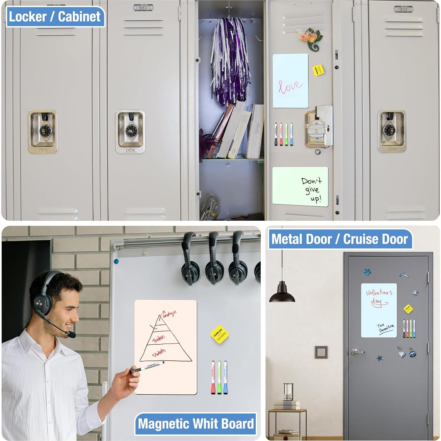 Pizarra Magnética Reutilizable HOMiDEK 21.6x27.9 cm con 4 Marcadores