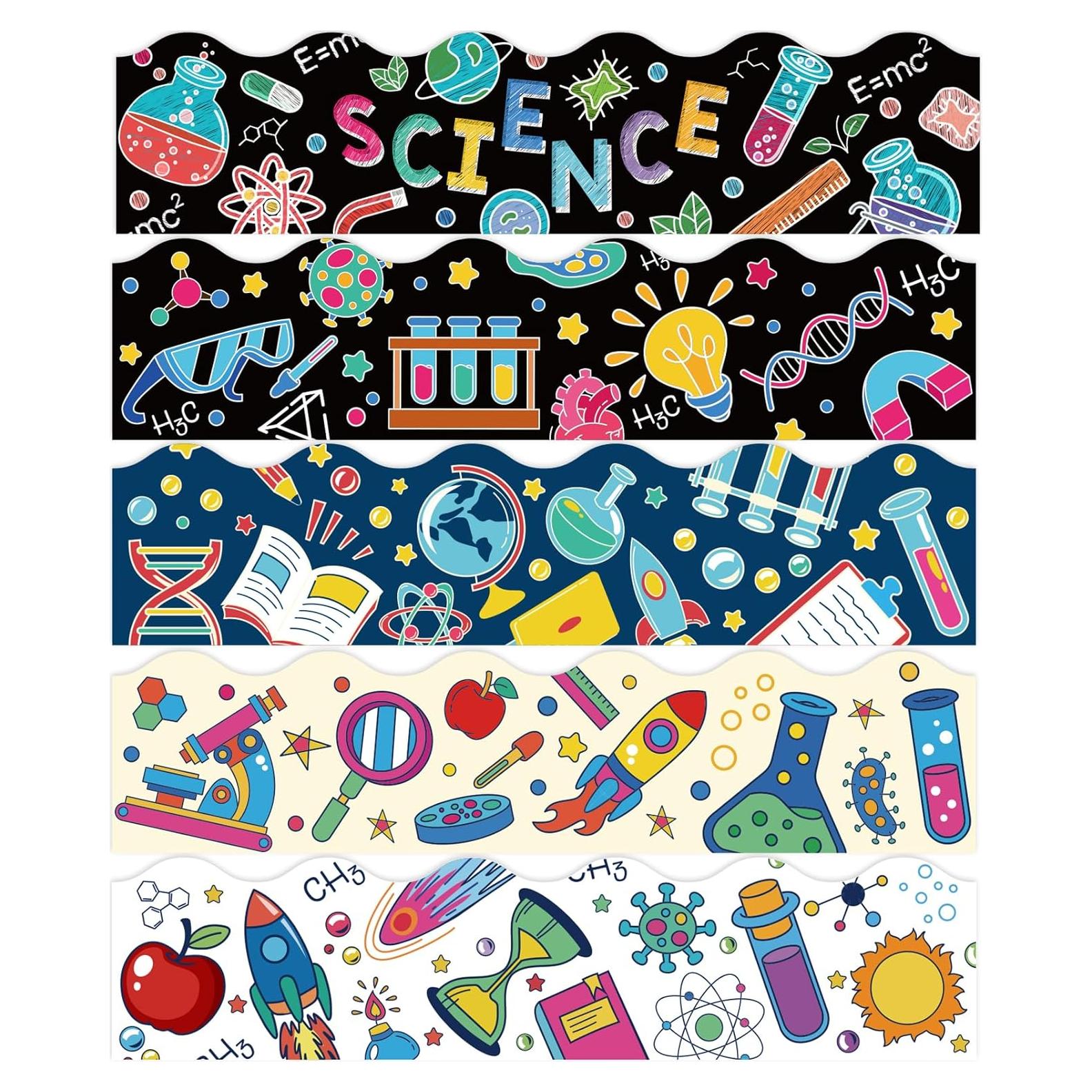 Bordes de Pizarra Científica Qpout - 60 Piezas Autoadhesivas 30x7cm