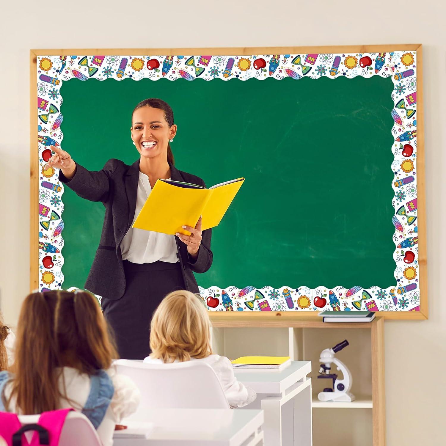 Bordes de Pizarra Científica Qpout - 60 Piezas Autoadhesivas 30x7cm