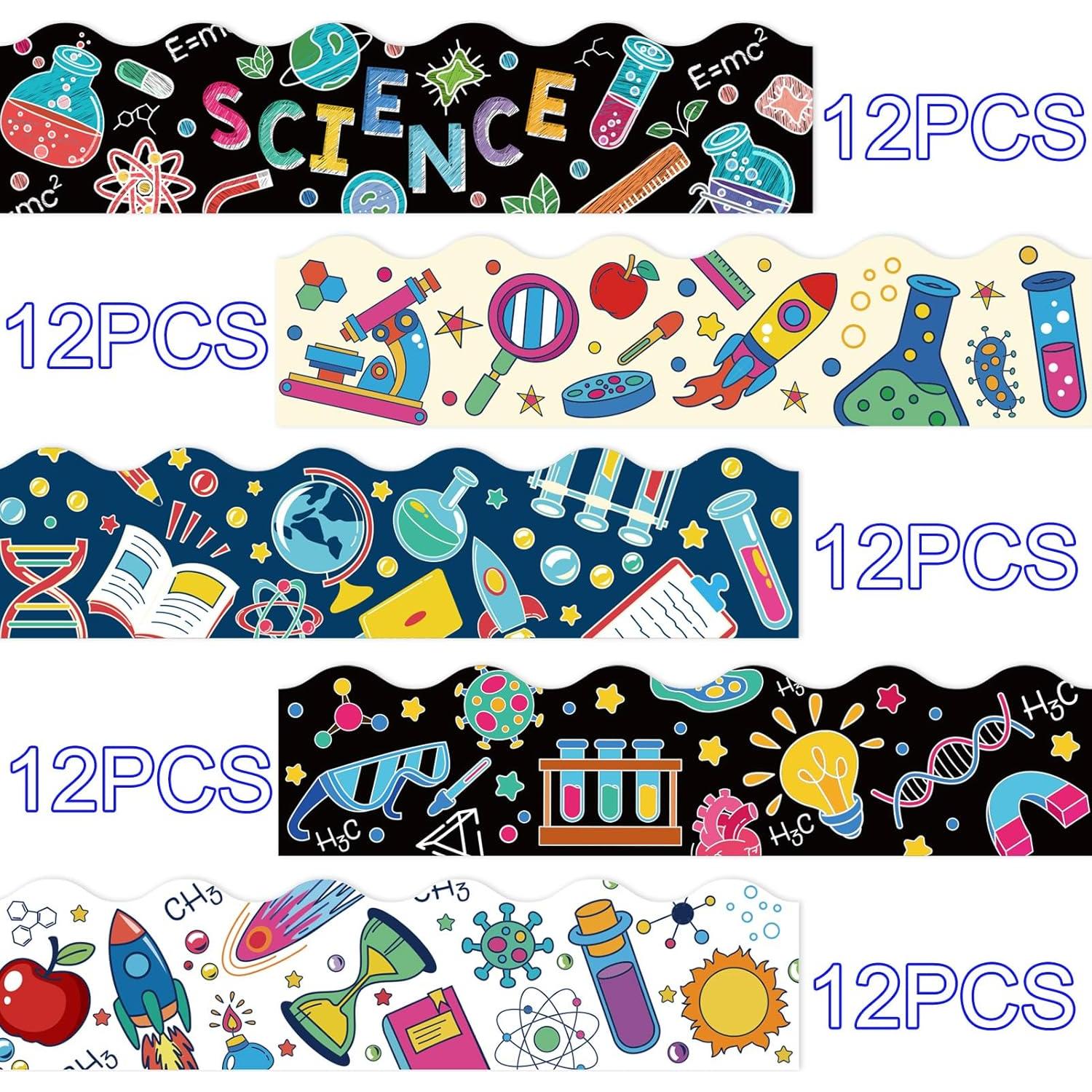 Bordes de Pizarra Científica Qpout - 60 Piezas Autoadhesivas 30x7cm