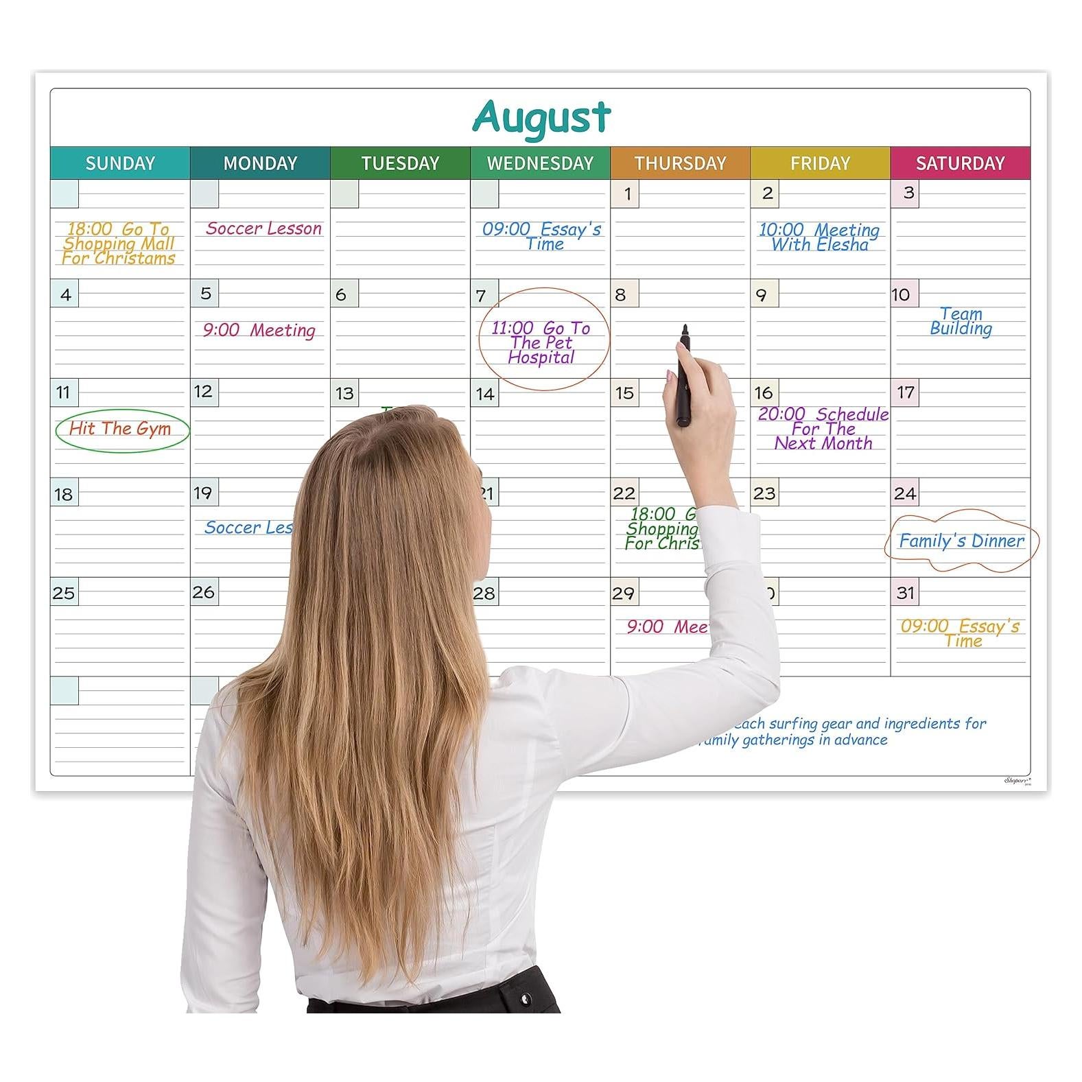 Calendario de Pizarra Blanca Grande Shoparr 101.6x71.1 cm