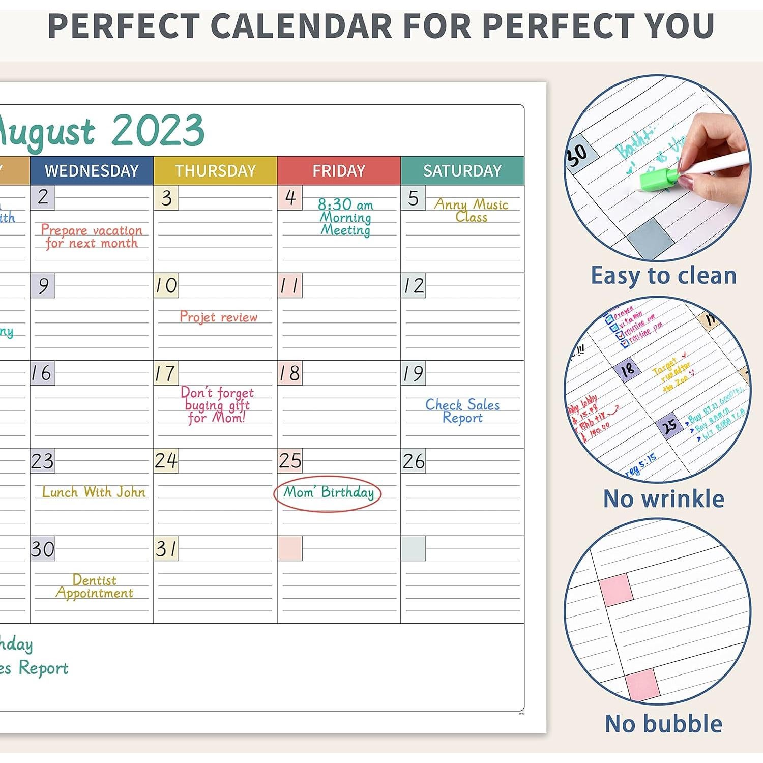 Calendario de Pizarra Blanca Grande Shoparr 101.6x71.1 cm