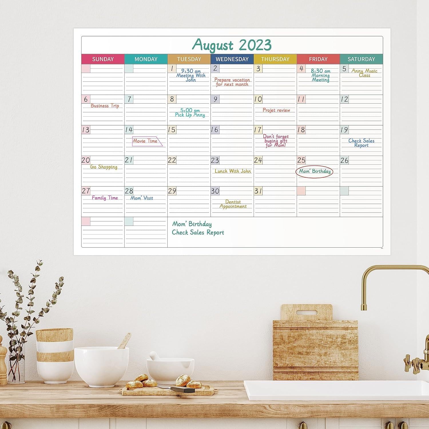 Calendario de Pizarra Blanca Grande Shoparr 101.6x71.1 cm