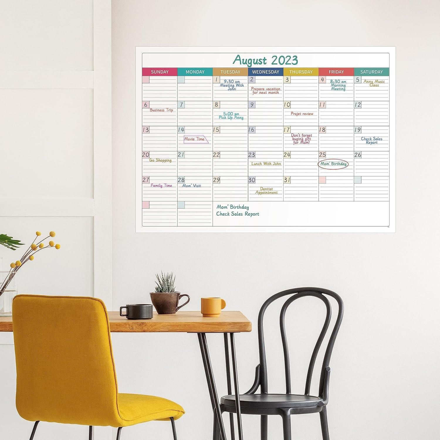 Calendario de Pizarra Blanca Grande Shoparr 101.6x71.1 cm