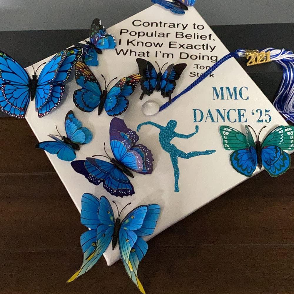 Calcomanías de Mariposas 3D BOPART 24 Piezas Azul Decoración