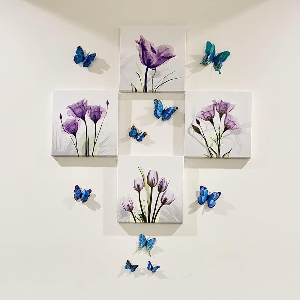 Calcomanías de Mariposas 3D BOPART 24 Piezas Azul Decoración