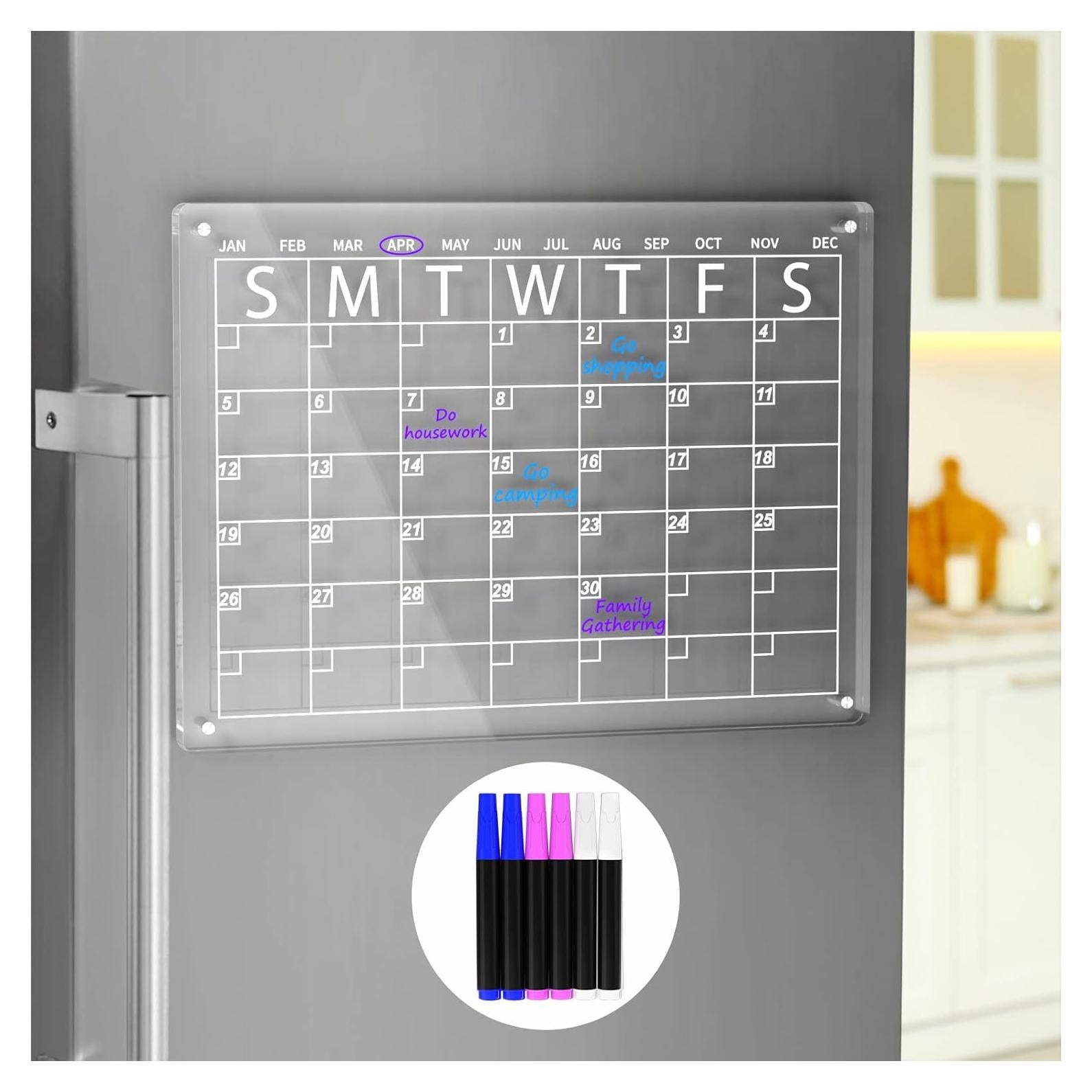 Calendario Magnético AITEE para Nevera 40.6x30.5cm con 6 Marcadores