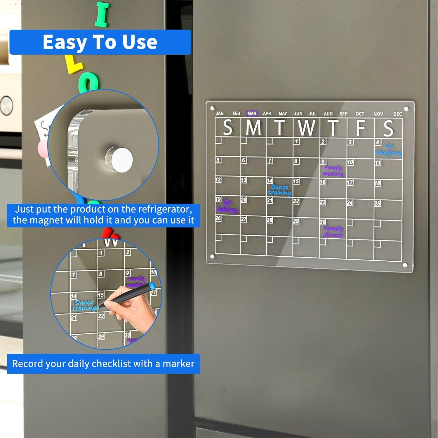 Calendario Magnético AITEE para Nevera 40.6x30.5cm con 6 Marcadores
