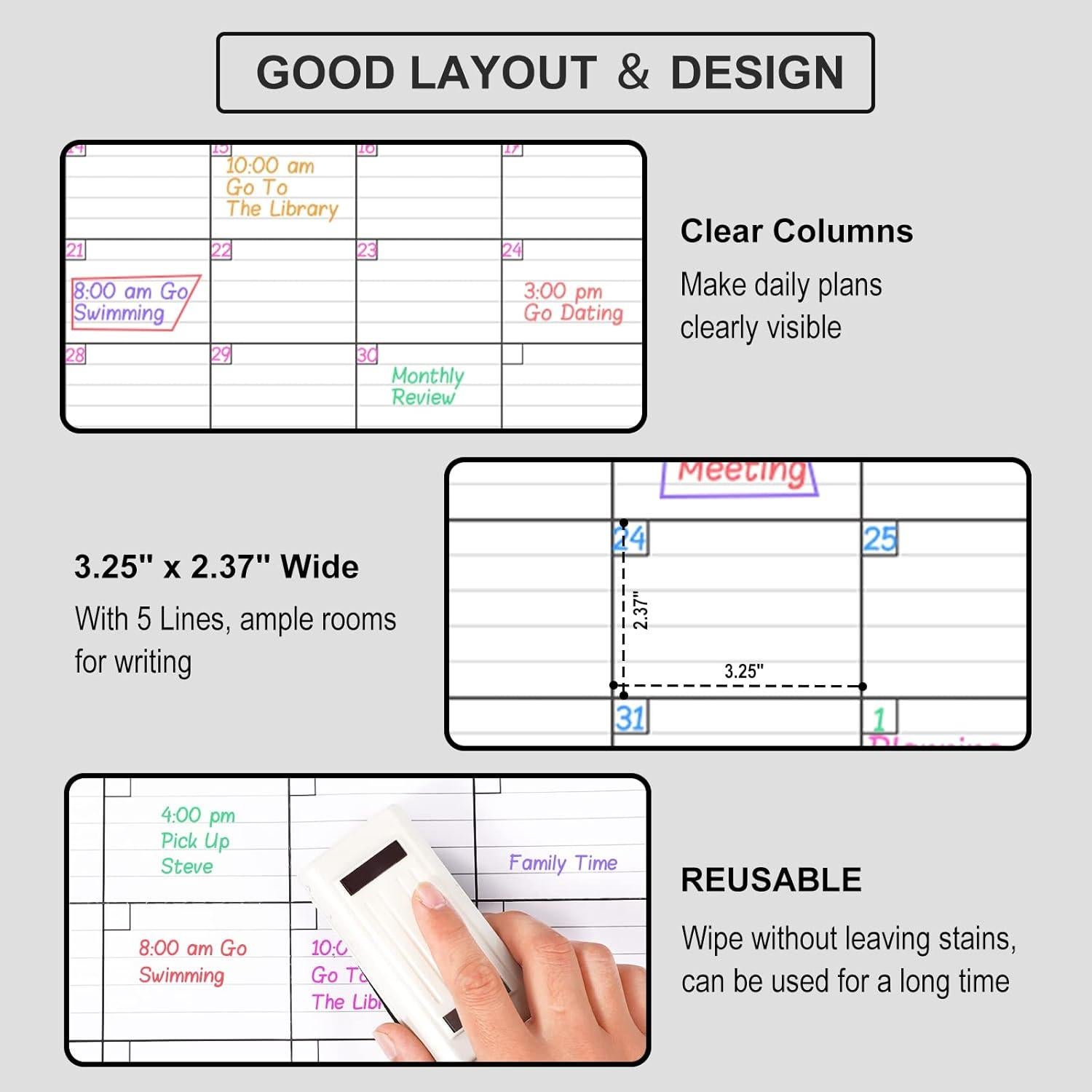 Calendario Borrable de Pizarra BooQool 3 Meses 70.6x104.1cm