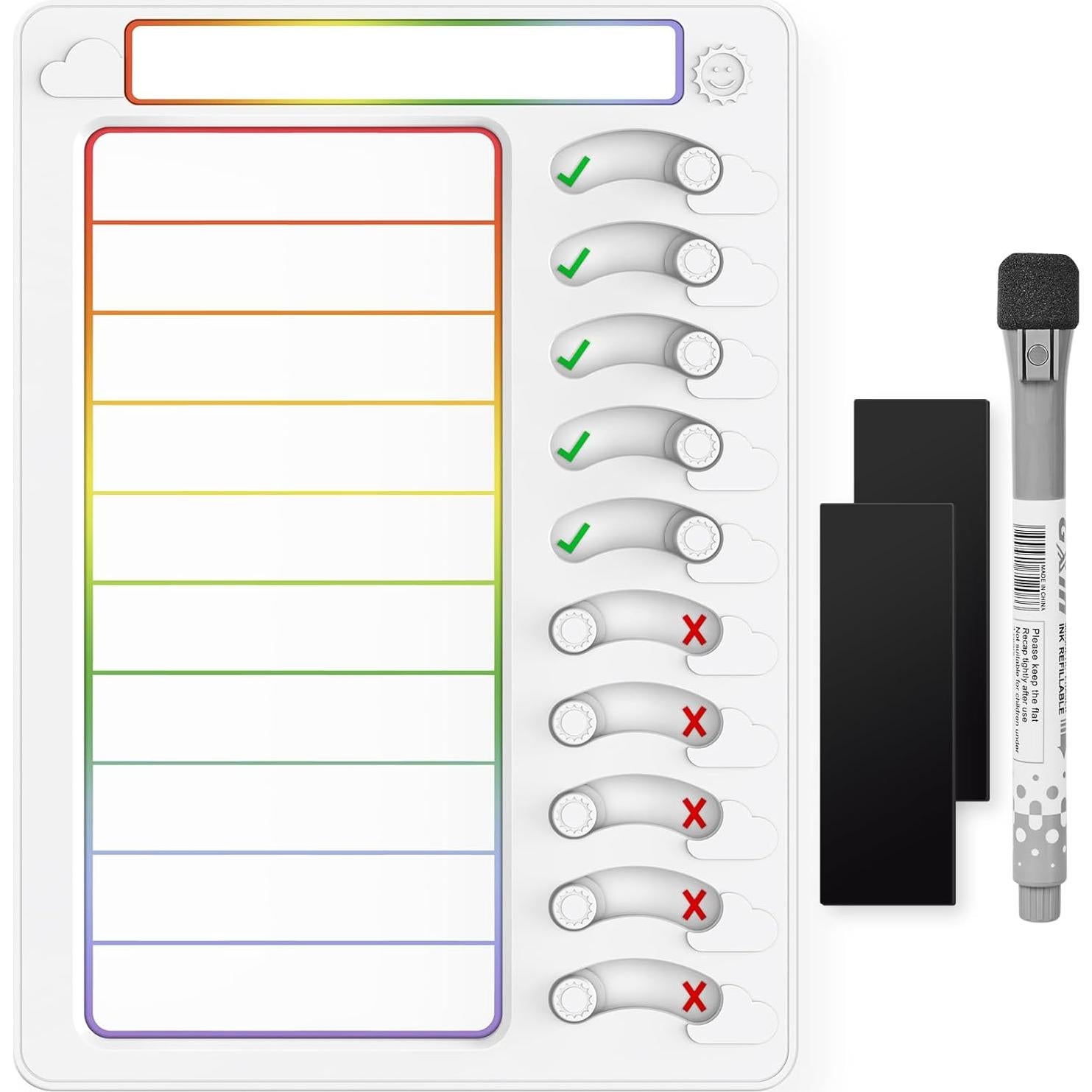 Tabla de Tareas para Niños KAQUBE 24.8x17.8 cm Borrado en Seco