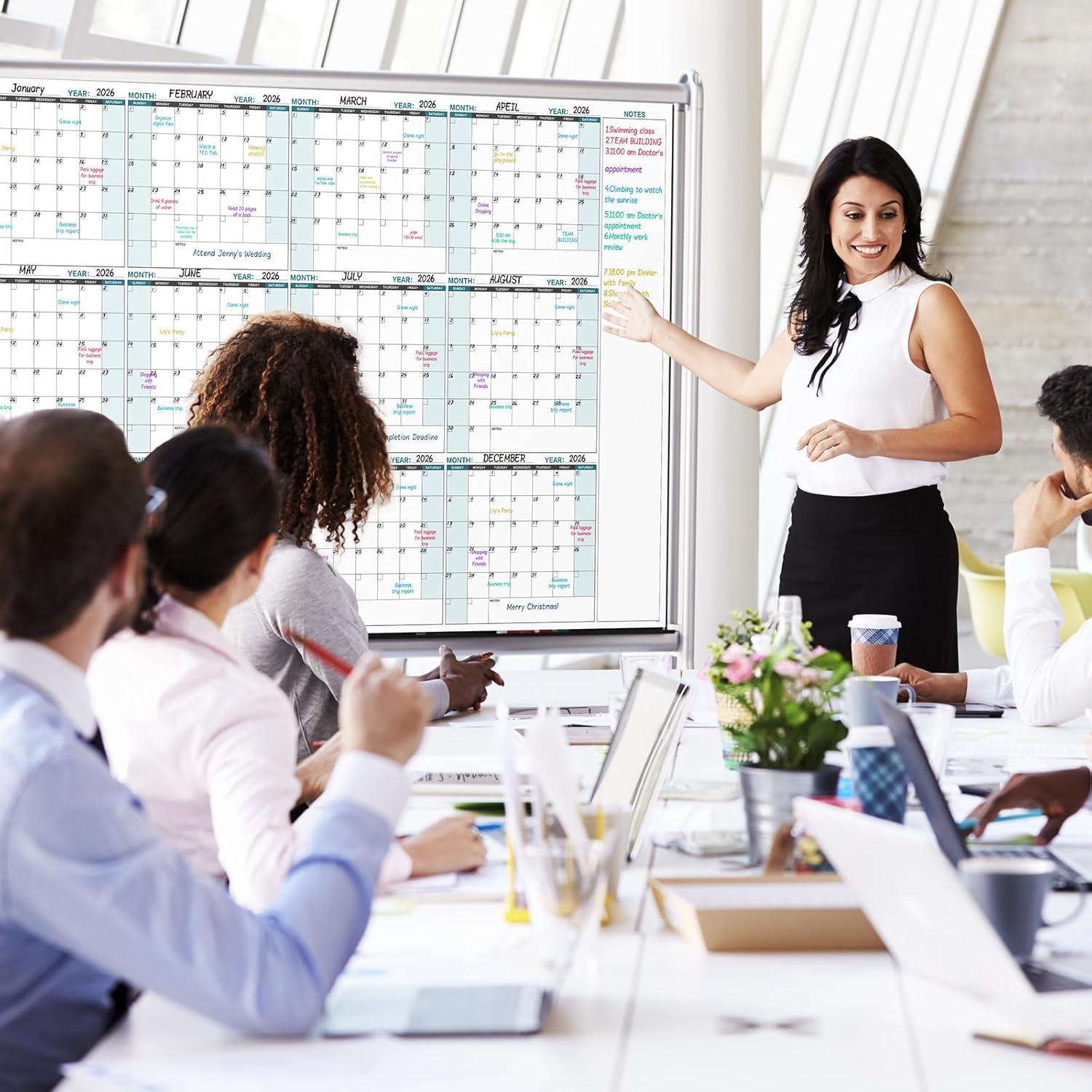 Calendario de Pizarra Blanca Grande Lemome 147x94 cm 12 Meses