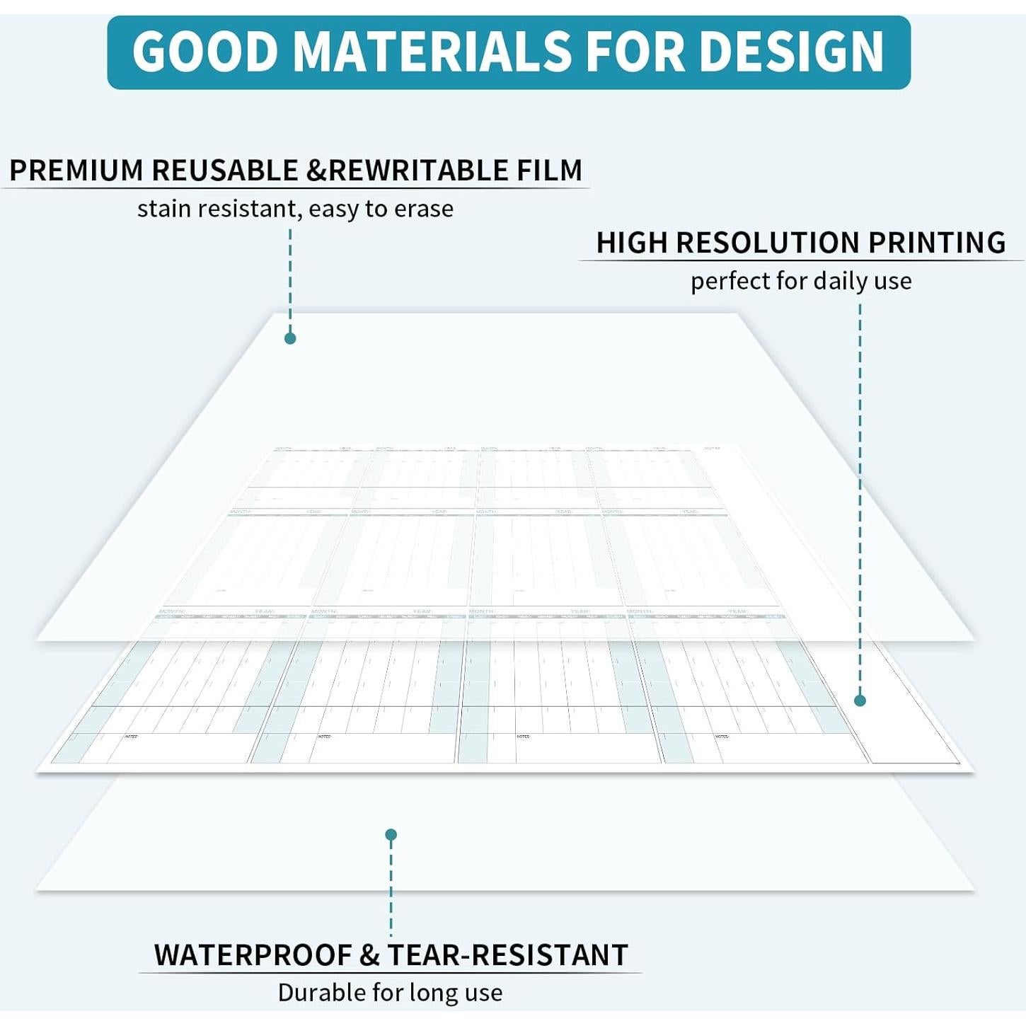 Calendario de Pizarra Blanca Grande Lemome 147x94 cm 12 Meses