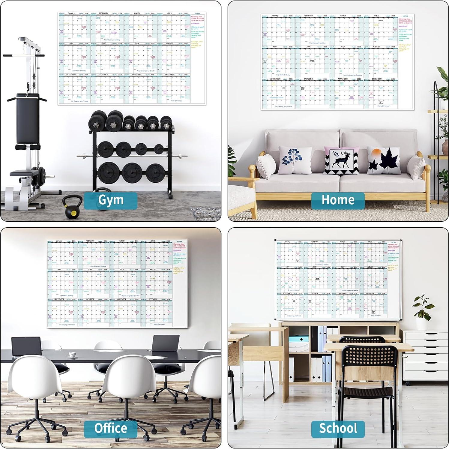 Calendario de Pizarra Blanca Grande Lemome 147x94 cm 12 Meses