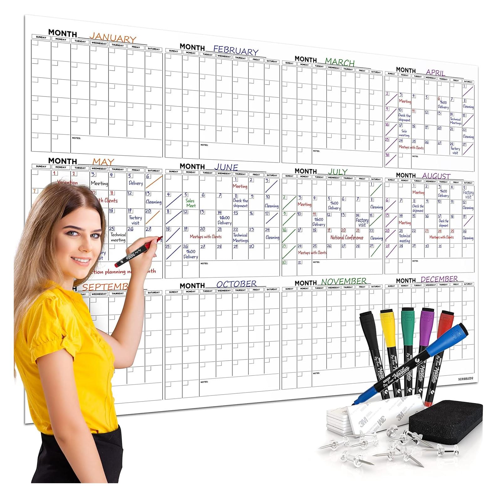 Calendario de Pared Grande Scribbledo 121.92x91.44cm 2024