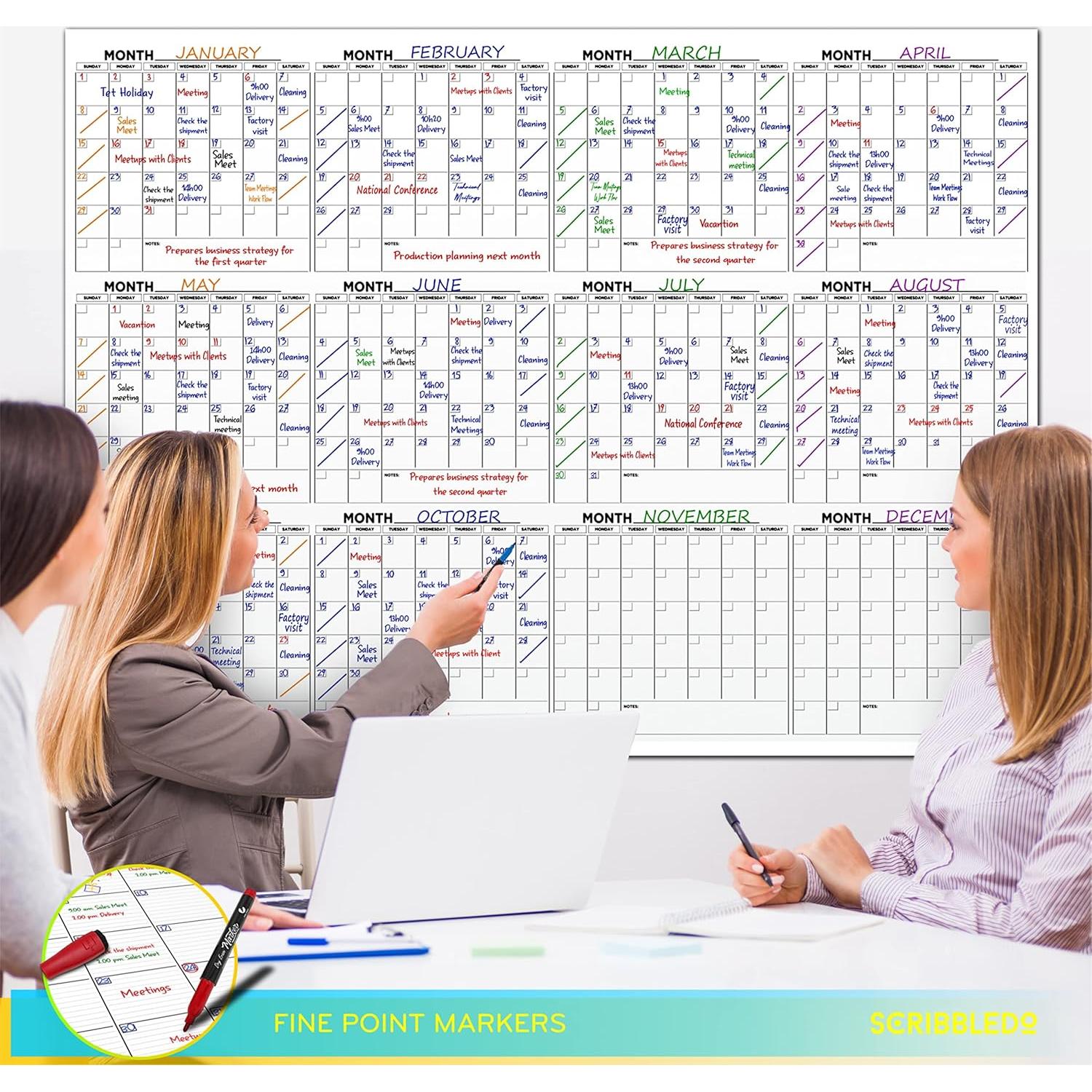 Calendario de Pared Grande Scribbledo 121.92x91.44cm 2024