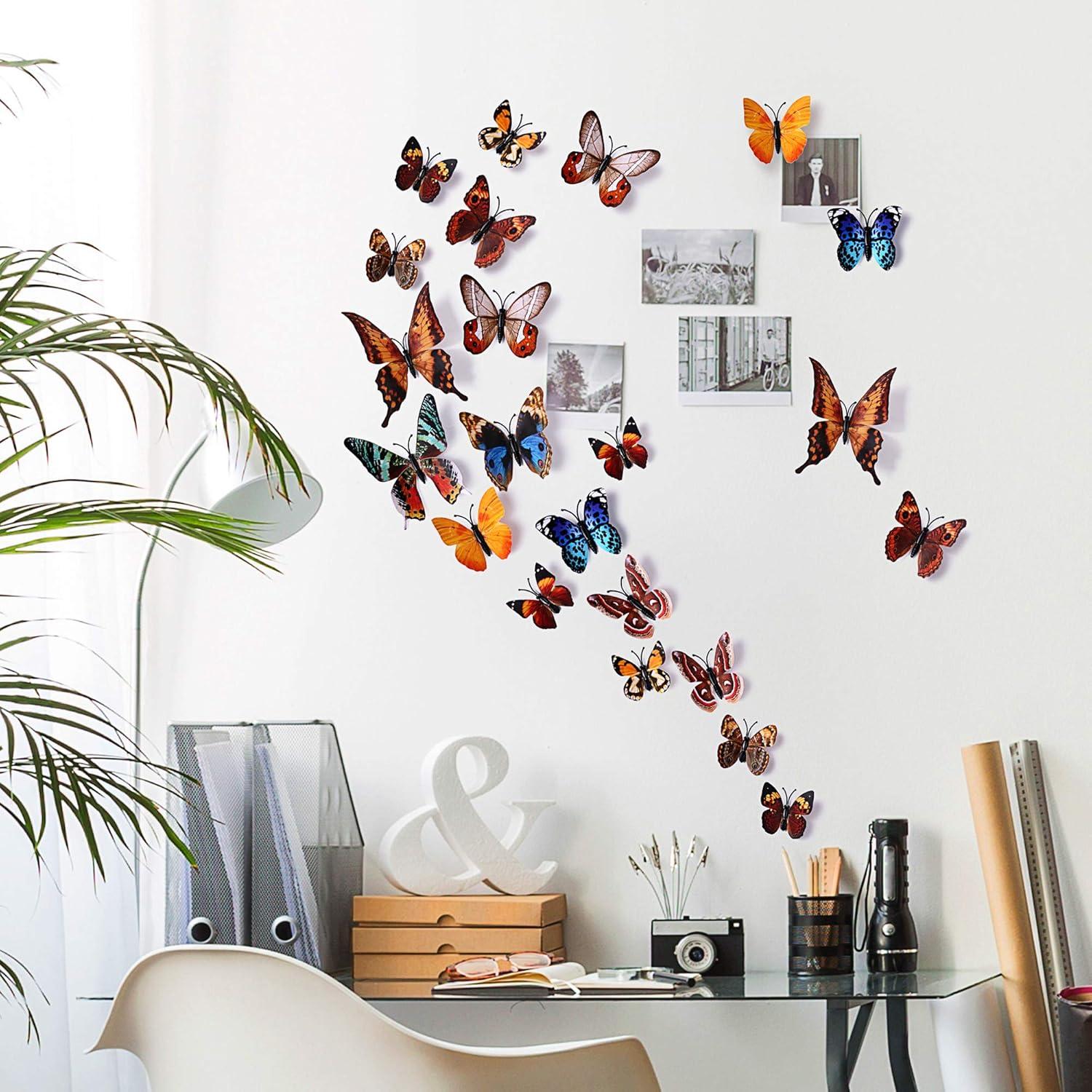 24 Pegatinas de Pared Mariposas 3D AM AMAONM Decoración