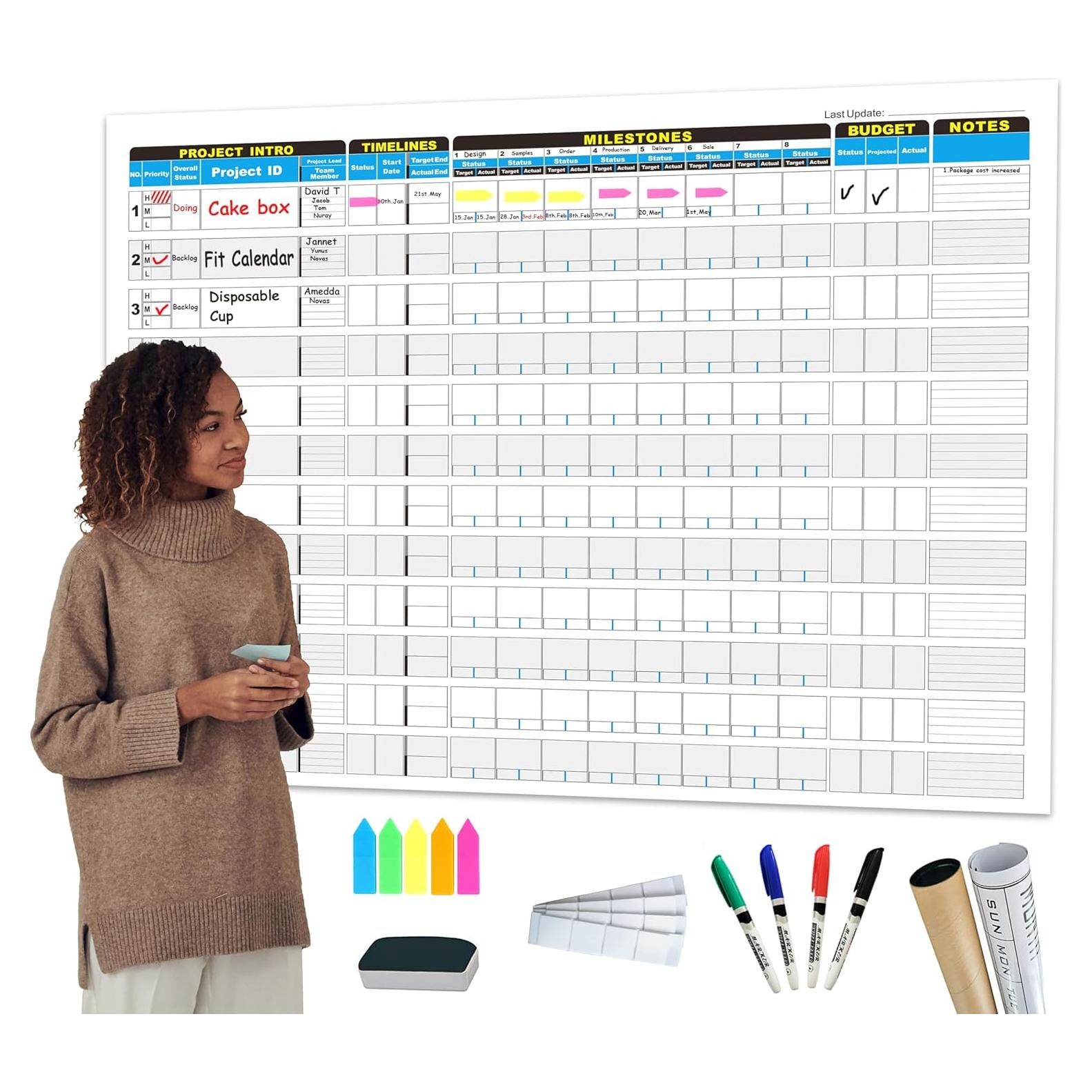 Tablero de Gestión de Proyectos XUHANWEN 91.4x114.3cm Borrable