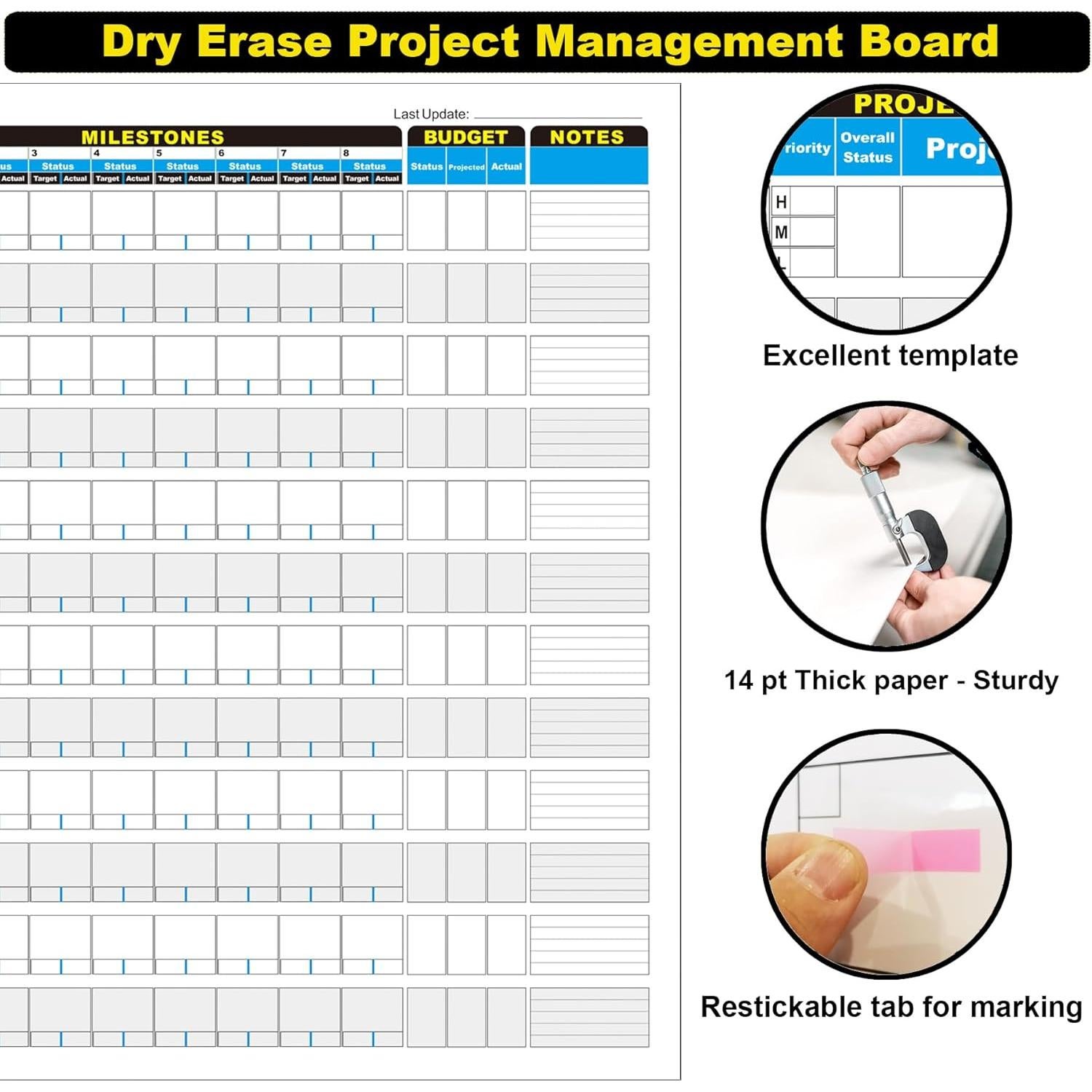 Tablero de Gestión de Proyectos XUHANWEN 91.4x114.3cm Borrable