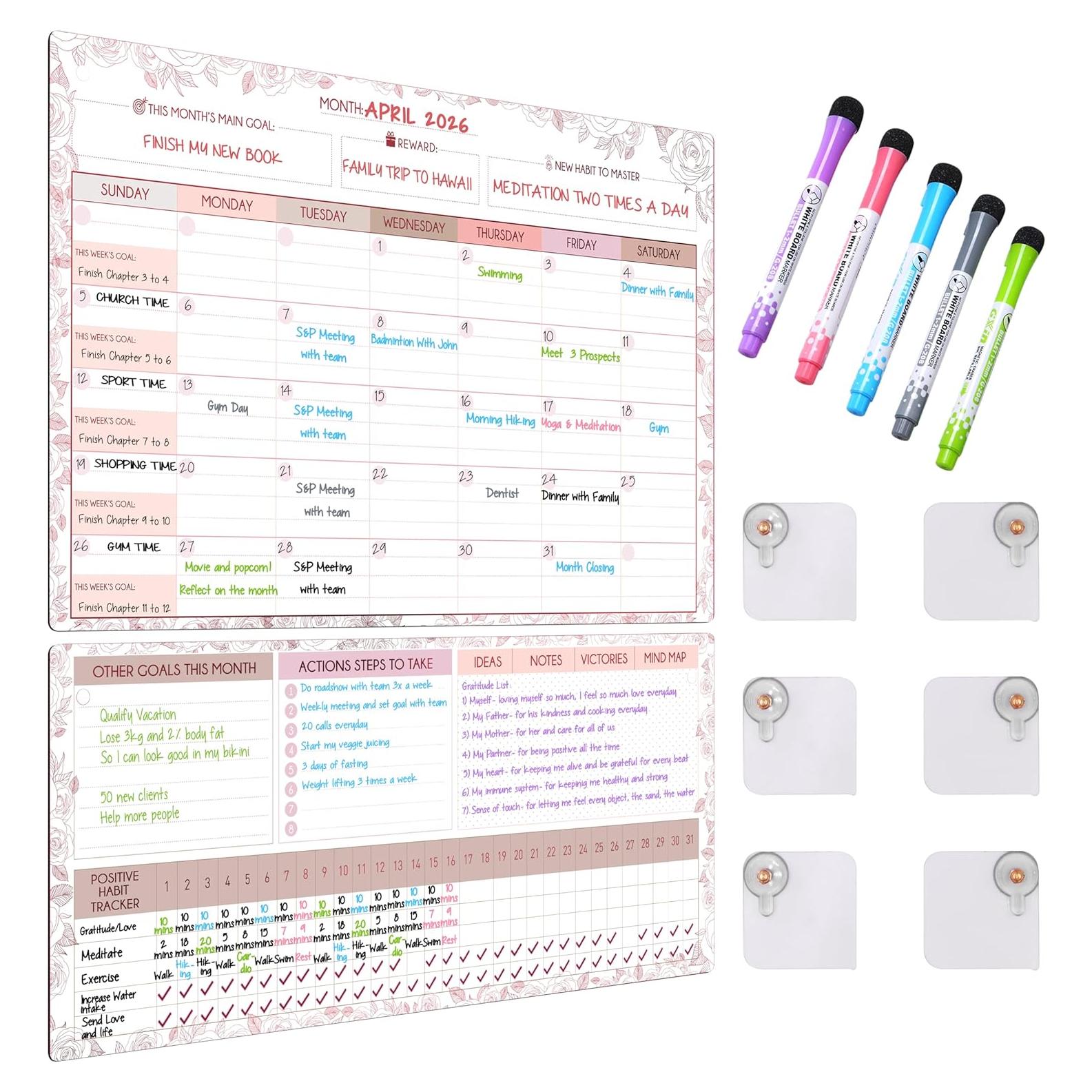 Calendario Magnético de Borrado en Seco Freedom Mastery Rosa