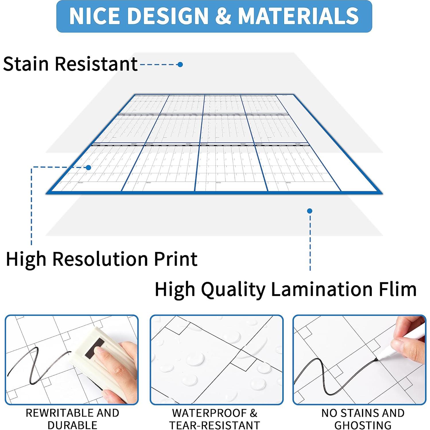 Calendario de Pizarra Blanca Grande Lemome 147x94 cm 12 Meses