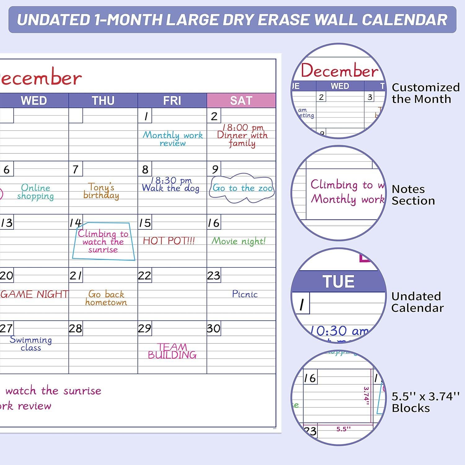 Calendario de Pared Borrable BooQool 101.6x76.2 cm Sin Fecha