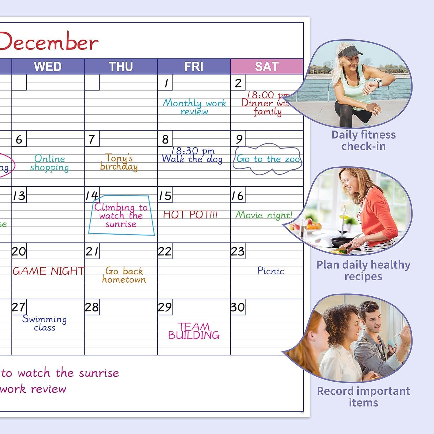 Calendario de Pared Borrable BooQool 101.6x76.2 cm Sin Fecha