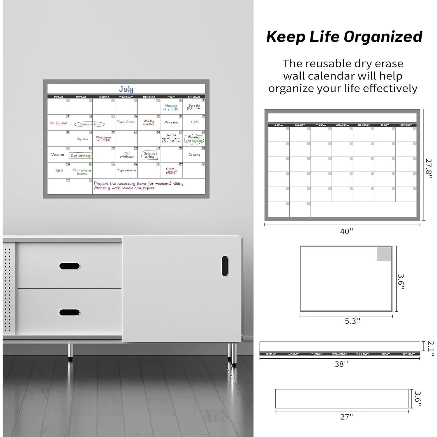 Calendario de Pared Borrable BooQool 101.6x71.1cm Sin Fecha