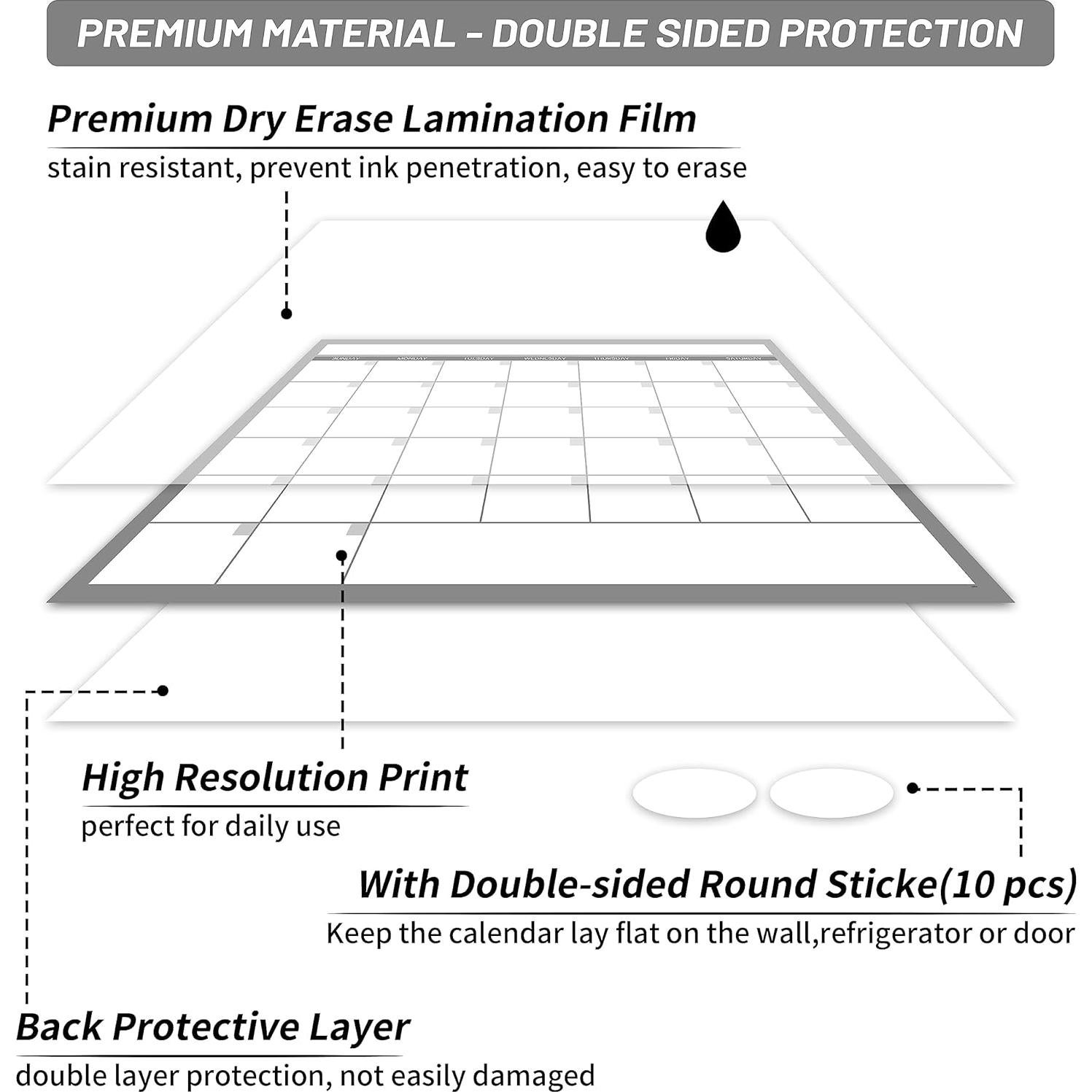 Calendario de Pared Borrable BooQool 101.6x71.1cm Sin Fecha