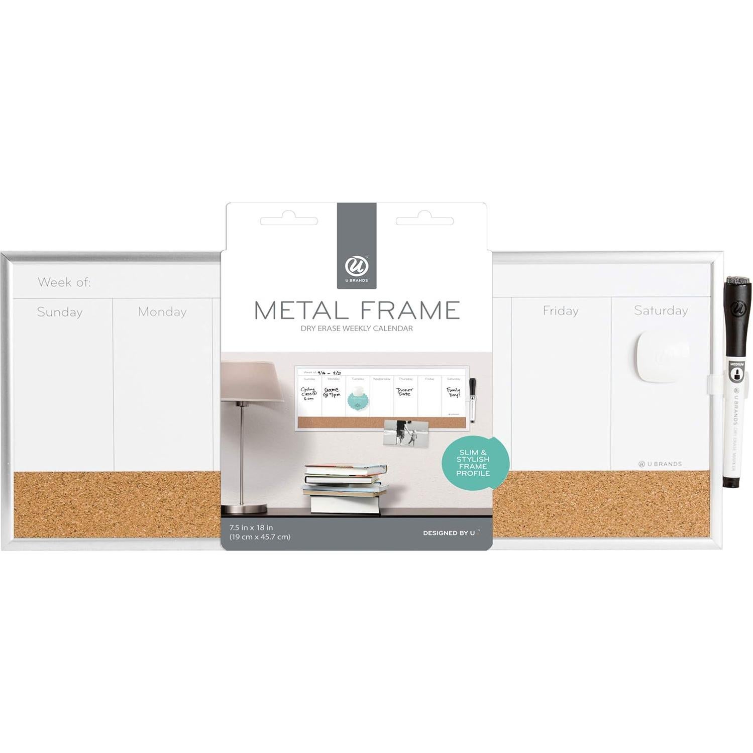 Calendario Semanal Magnético U Brands 45.72x19.05 cm con Corcho