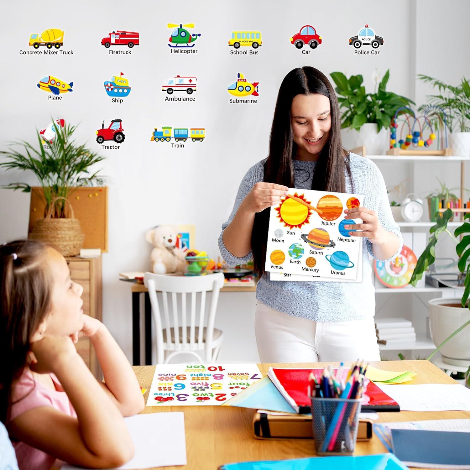 Calcomanías de Aprendizaje Omlisca - 12 Hojas Coloridas 27.9x25.9cm