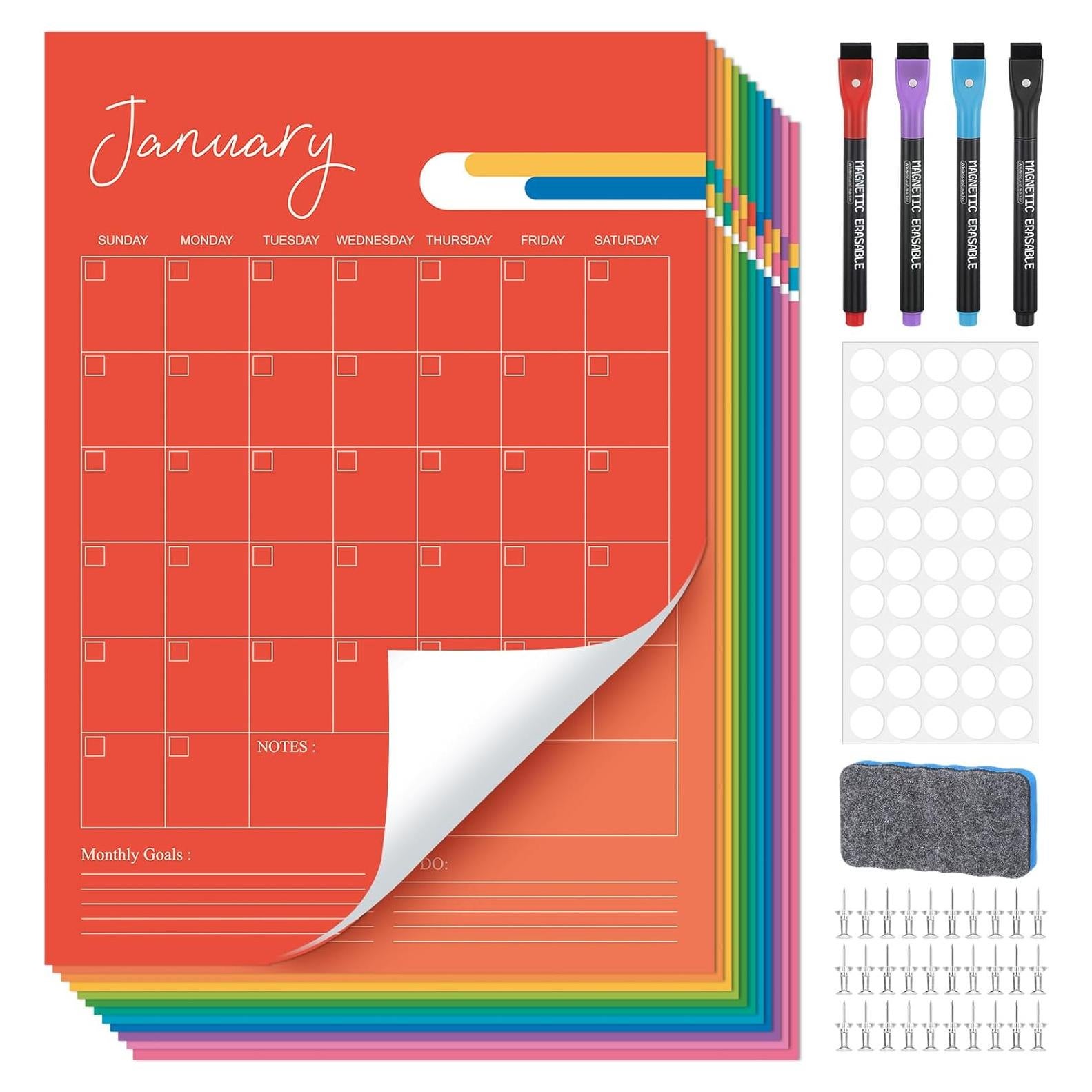 Calendario de Pared Borrable Faccito 30.5 x 43.2 cm 18 Pcs