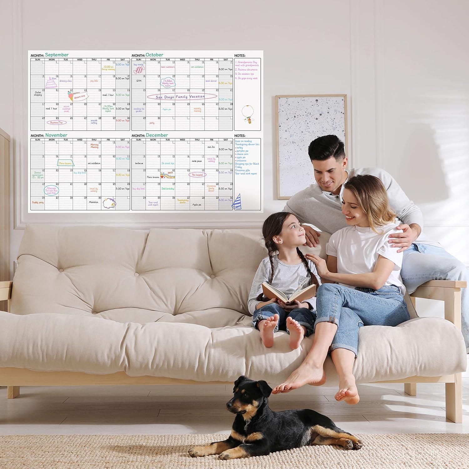 Calendario de Pared BooQool 4 Meses Borrado en Seco 132x91cm