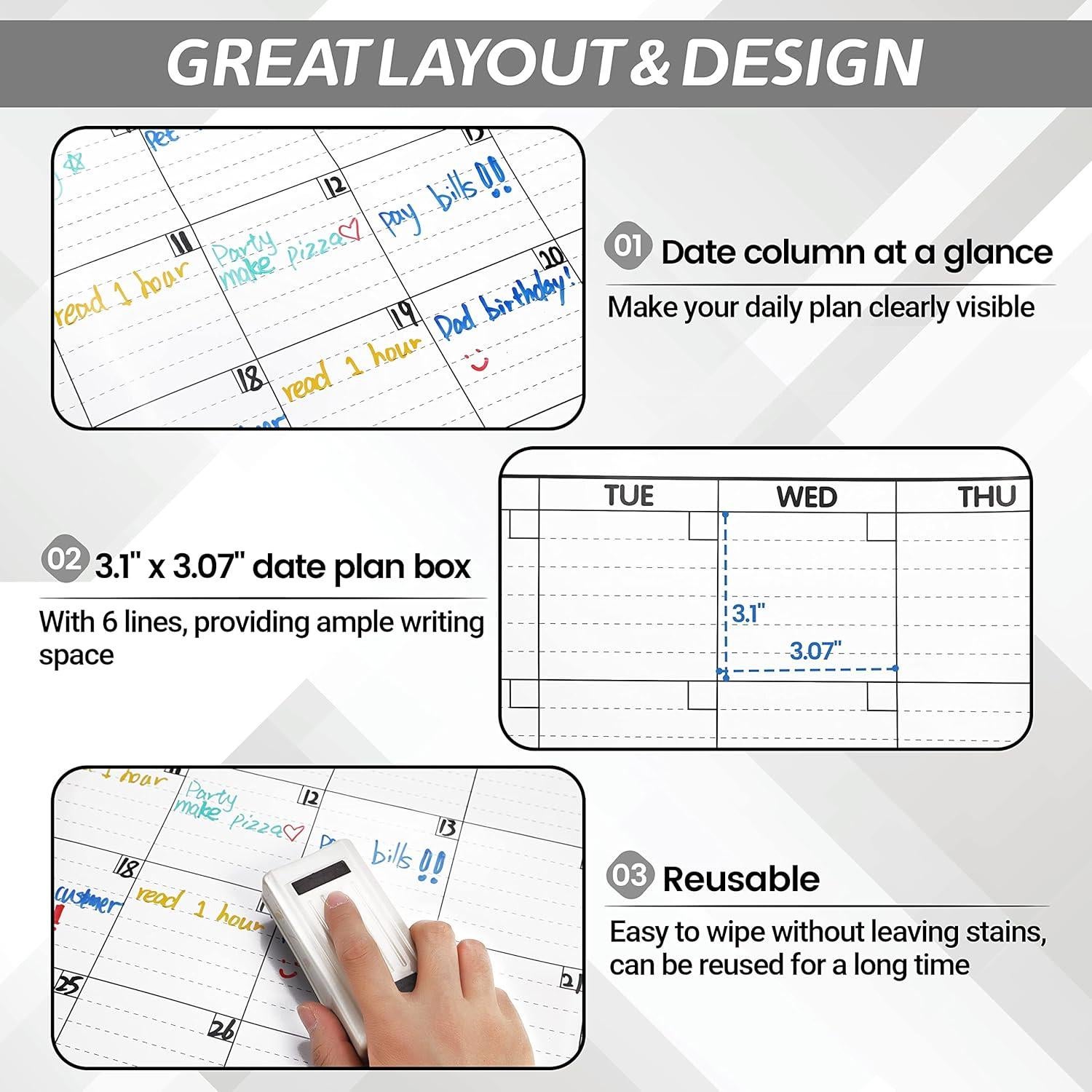 Calendario de Pared BooQool 4 Meses Borrado en Seco 132x91cm