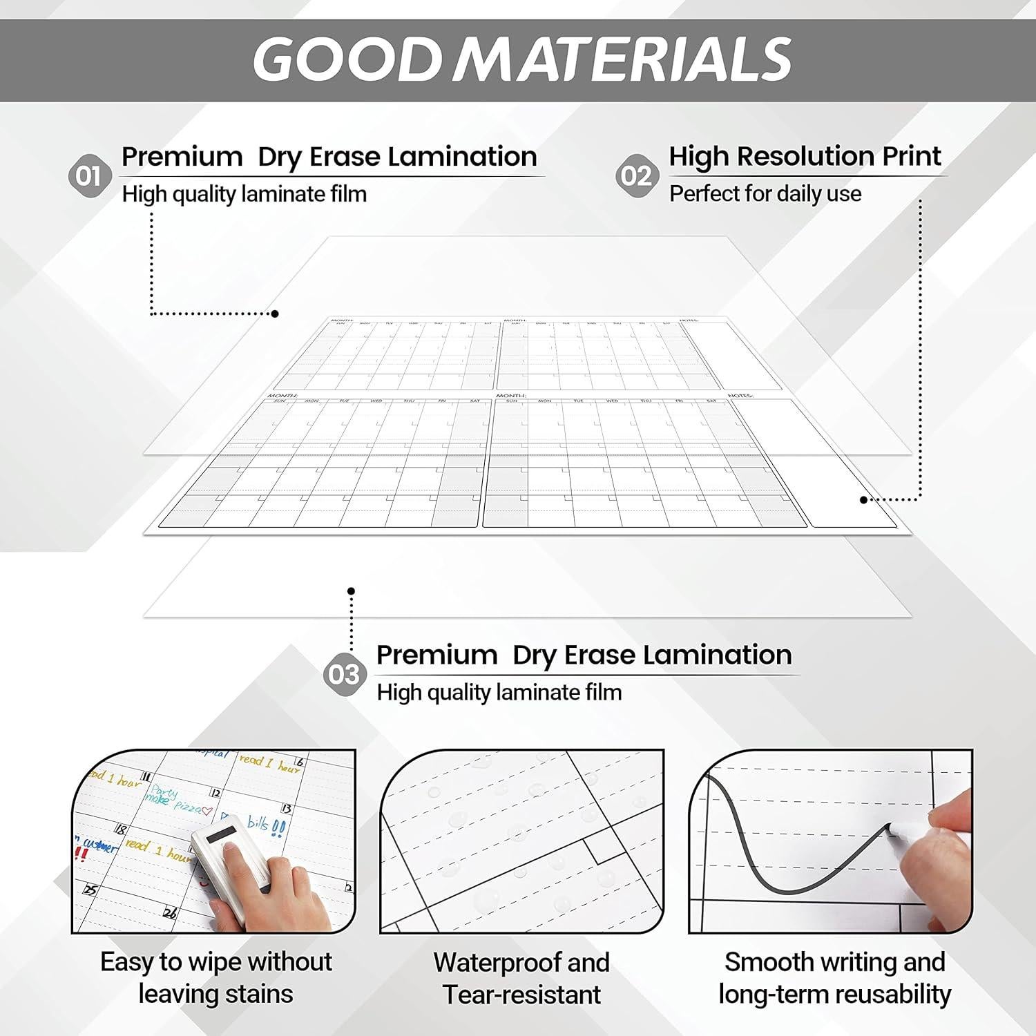 Calendario de Pared BooQool 4 Meses Borrado en Seco 132x91cm