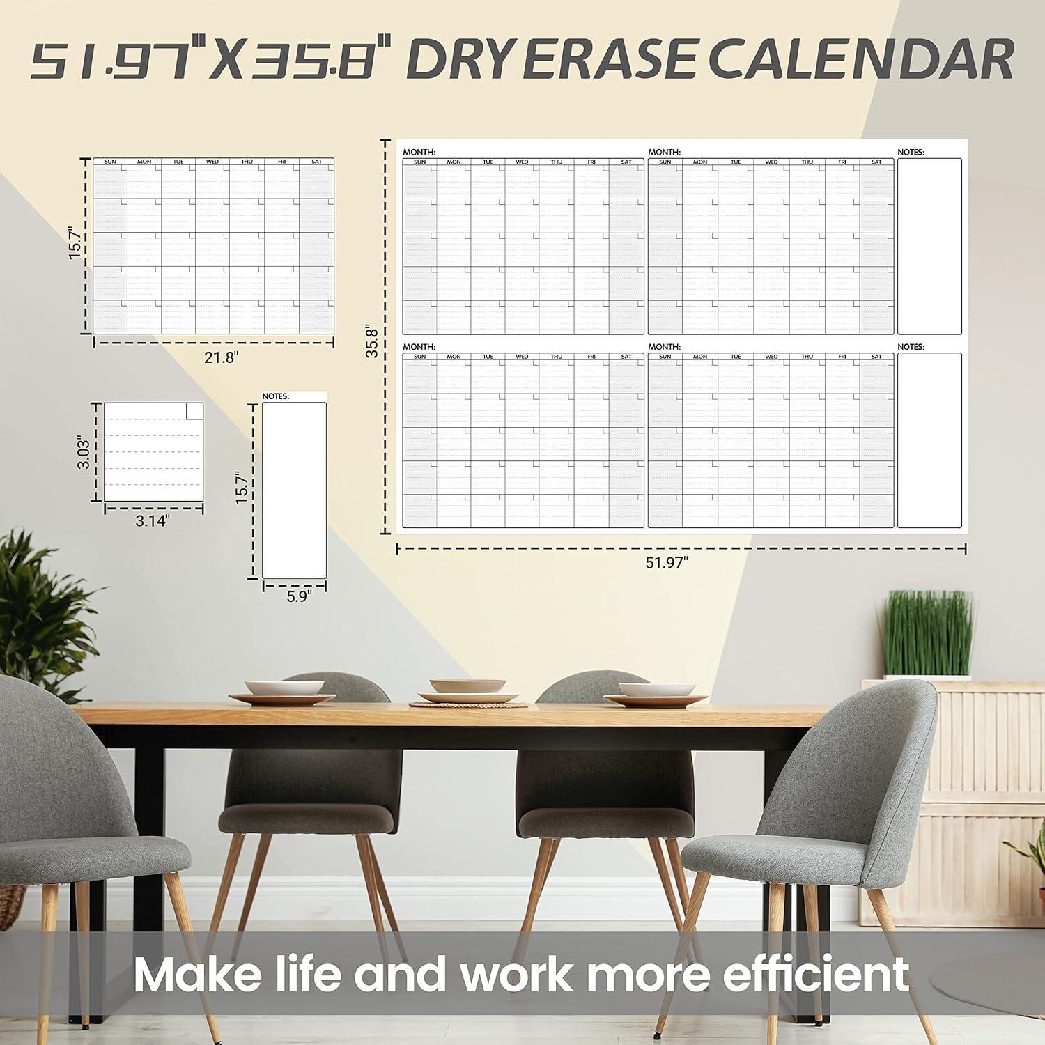 Calendario de Pared BooQool 4 Meses Borrado en Seco 132x91cm