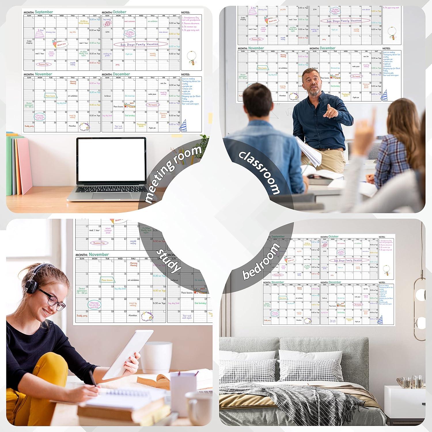 Calendario de Pared BooQool 4 Meses Borrado en Seco 132x91cm