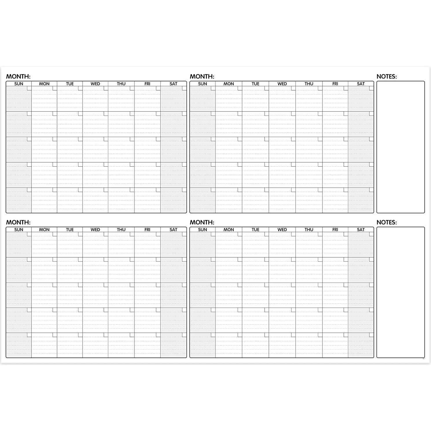 Calendario de Pared BooQool 4 Meses Borrado en Seco 132x91cm