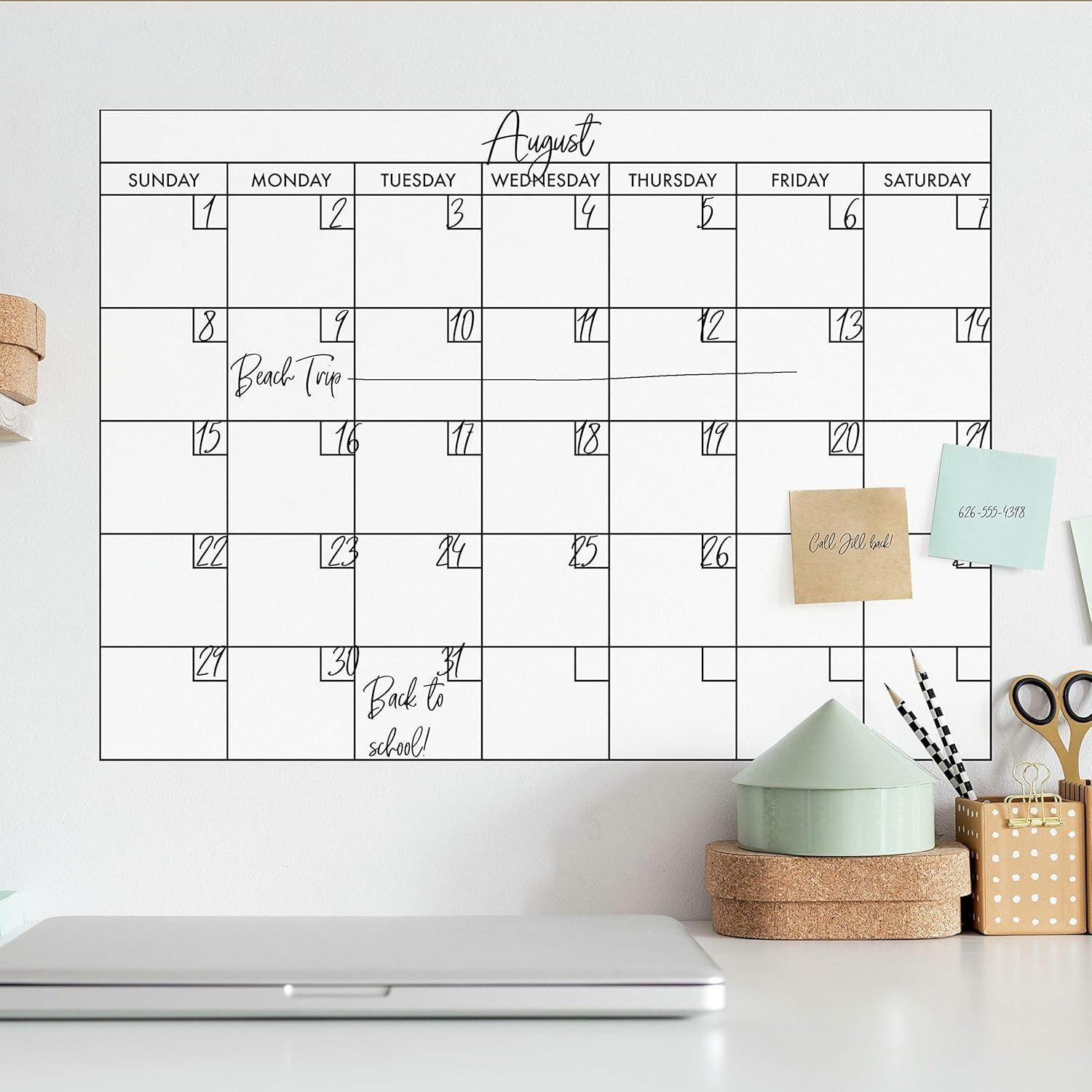 Calendario de Borrado en Seco RoomMates 44.5x61 cm Blanco