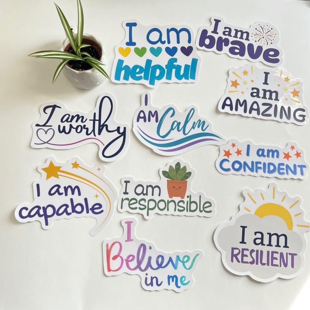 Calcomanías Estáticas Reutilizables Britespark - Afirmaciones Positivas - Set de 10