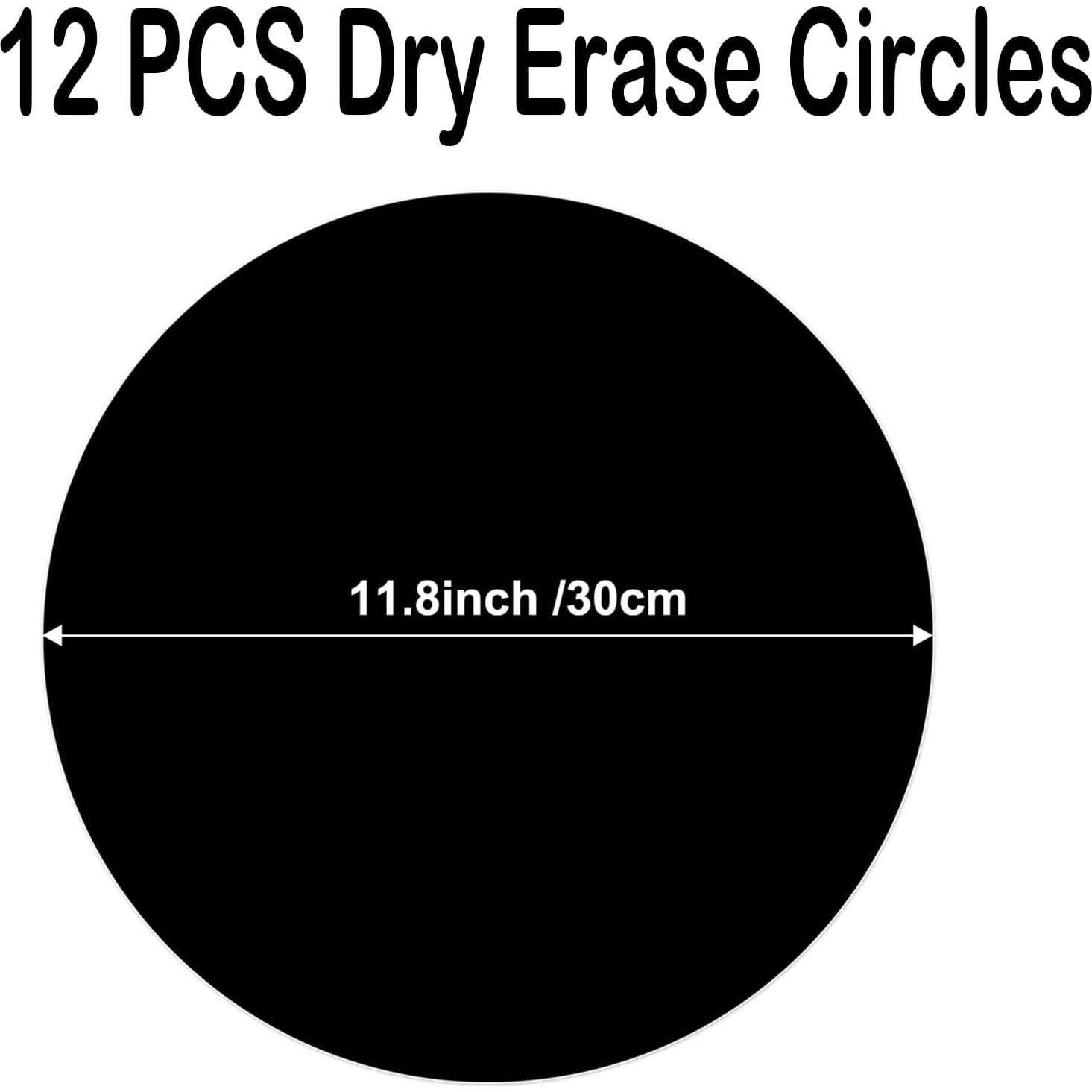 12 Círculos Borrables Negros FANOST 30 cm para Paredes