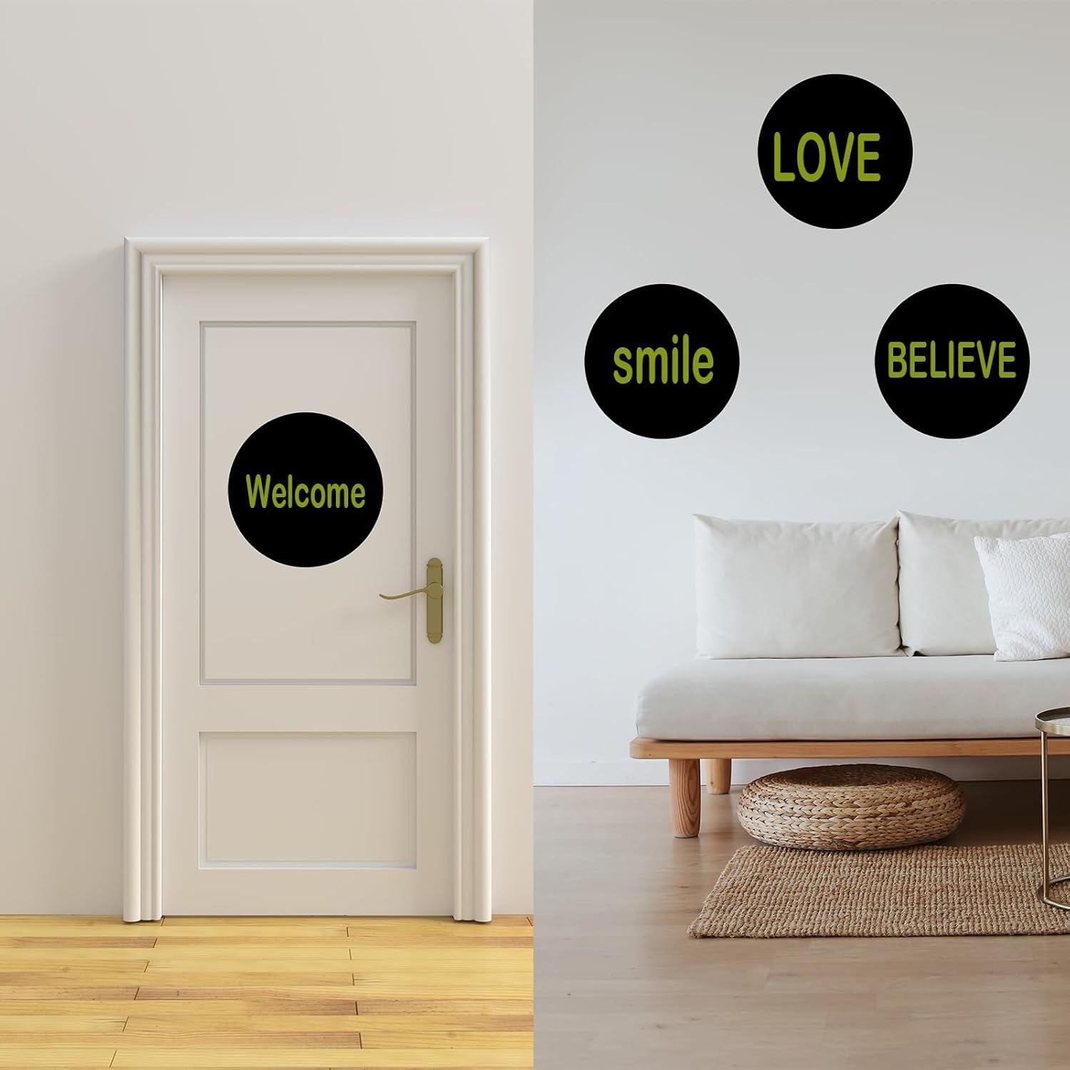 12 Círculos Borrables Negros FANOST 30 cm para Paredes