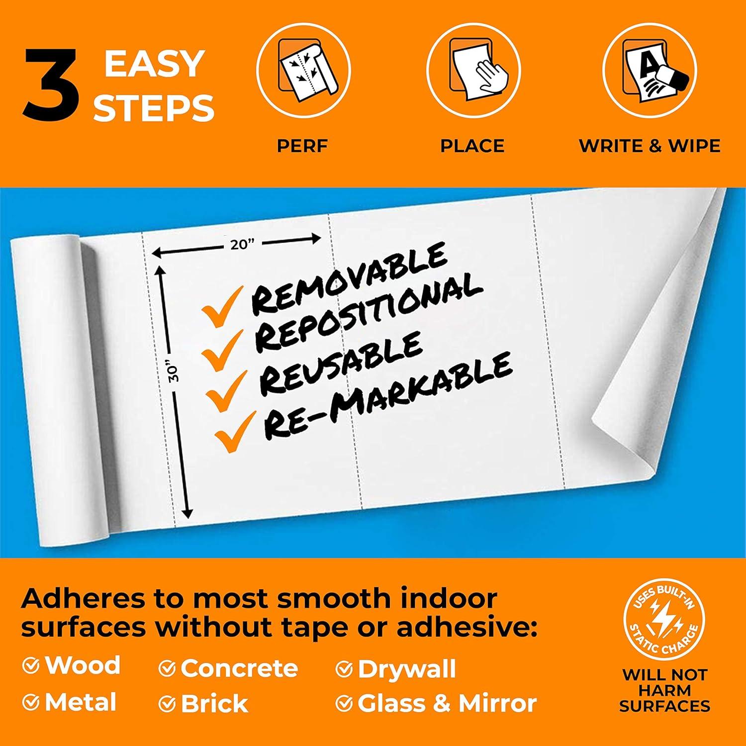 Rollo Pizarra Blanca Removible Clingers 15.24 m 50.8x76.2 cm