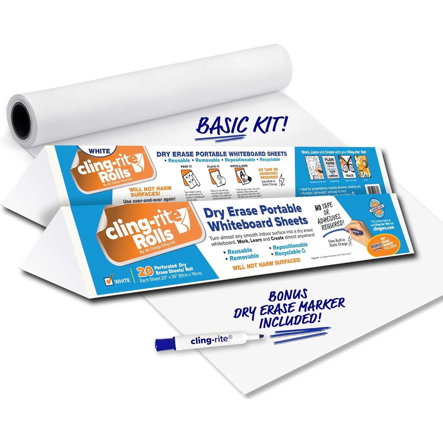 Rollo Pizarra Blanca Removible Clingers 15.24 m 50.8x76.2 cm