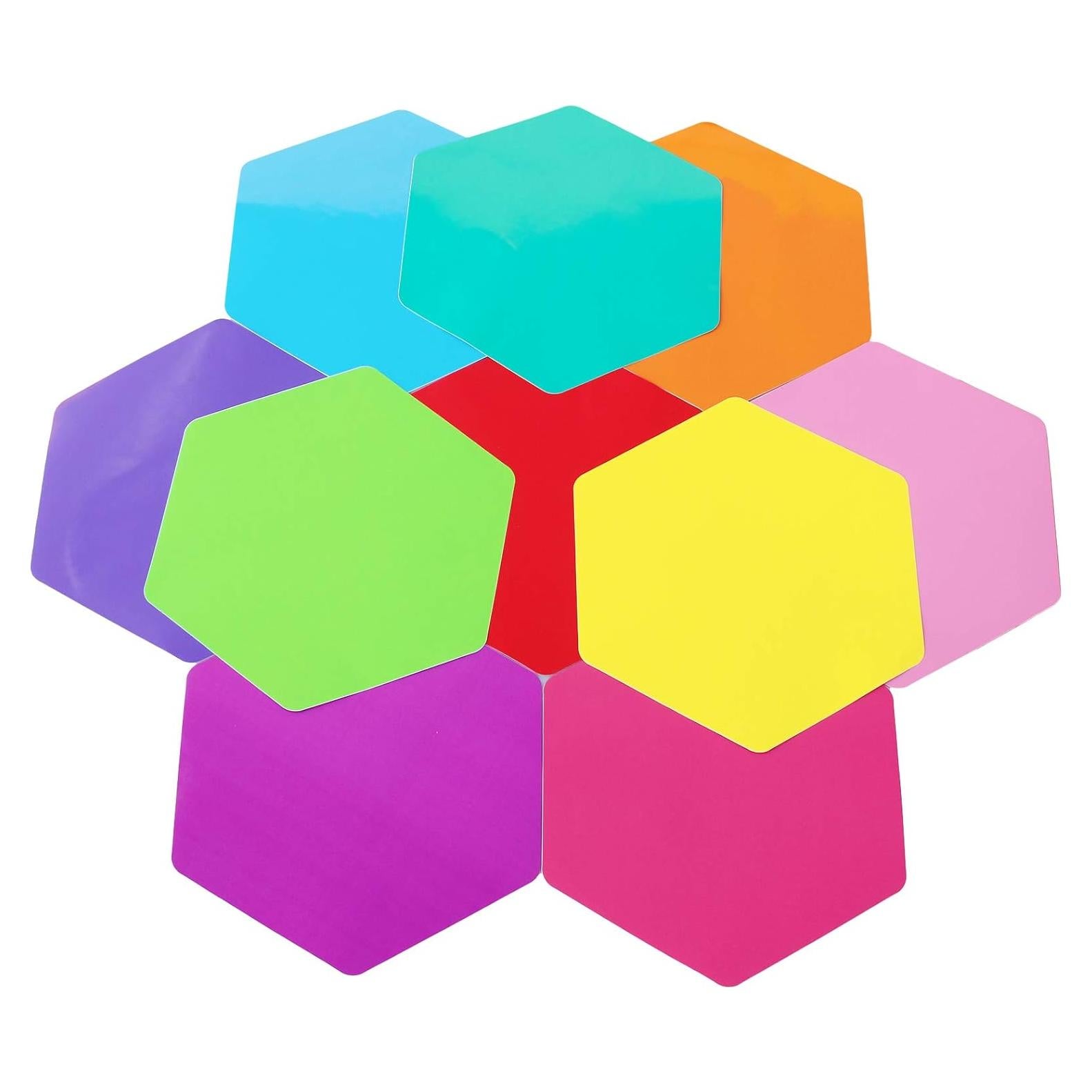 10 Pegatinas Hexagonales Coloridas LJY para Pizarra Borrable