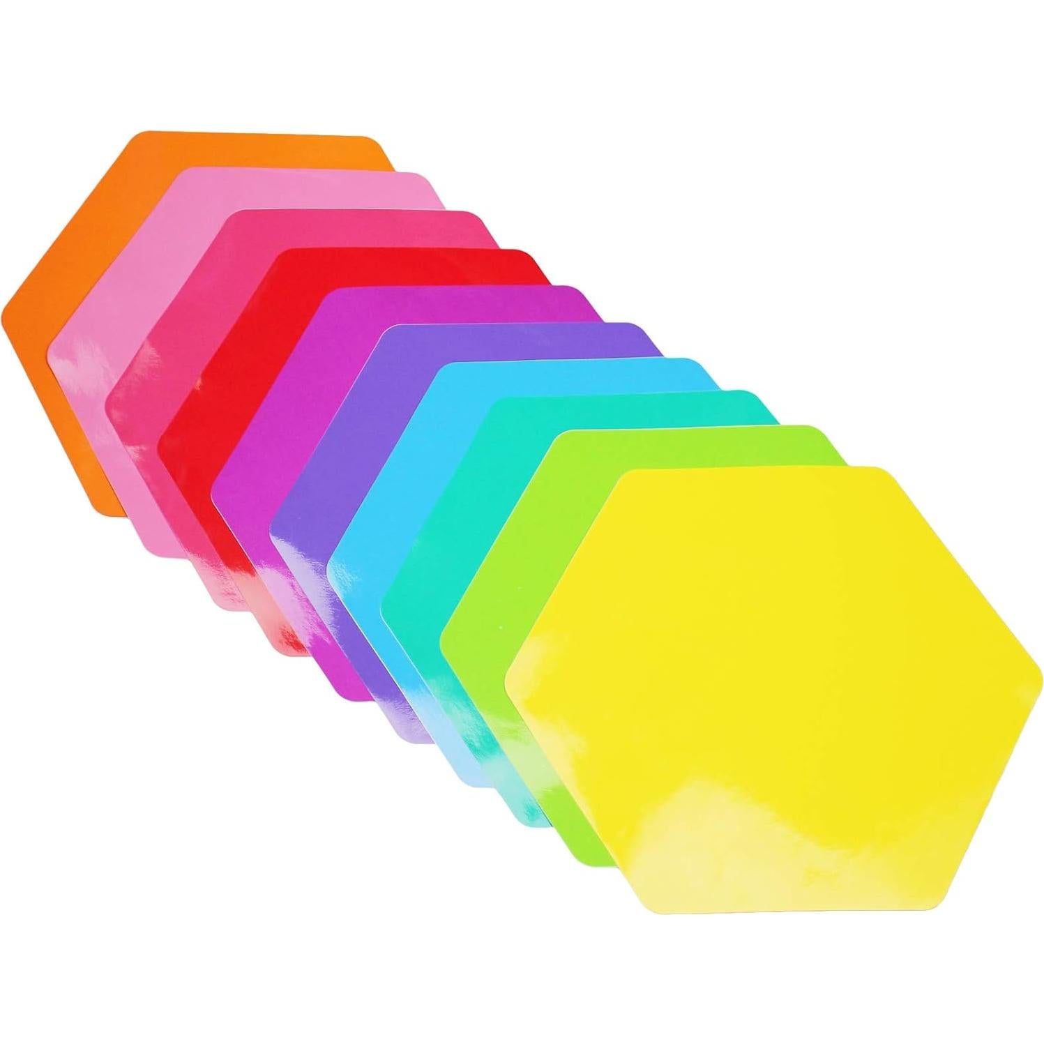 10 Pegatinas Hexagonales Coloridas LJY para Pizarra Borrable