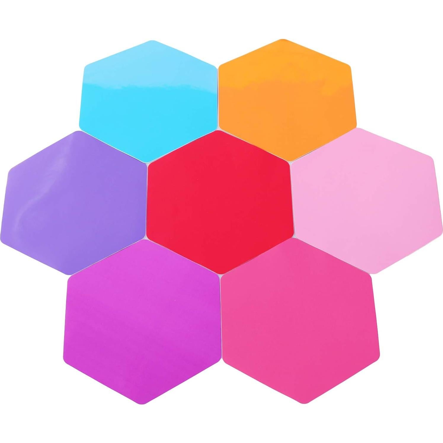 10 Pegatinas Hexagonales Coloridas LJY para Pizarra Borrable