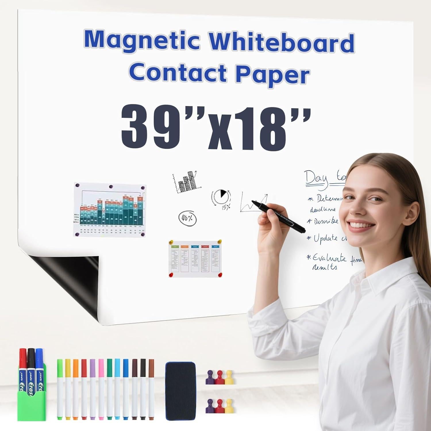 Papel de Pizarra Magnética Borrado en Seco 99x46cm Genérica